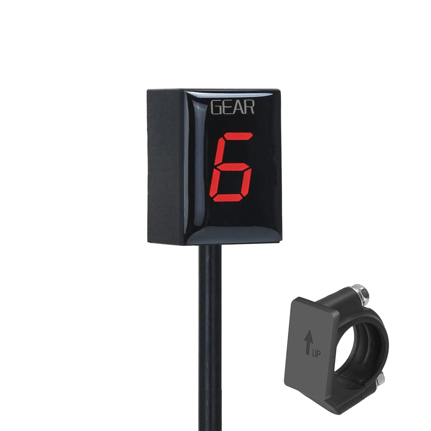 Motorcycle Gear Indicator Compatible with Honda with Holder Bracket,Waterproof LED Digital Display Speedometer Shift Lever Sensors Plug & Play (Red)