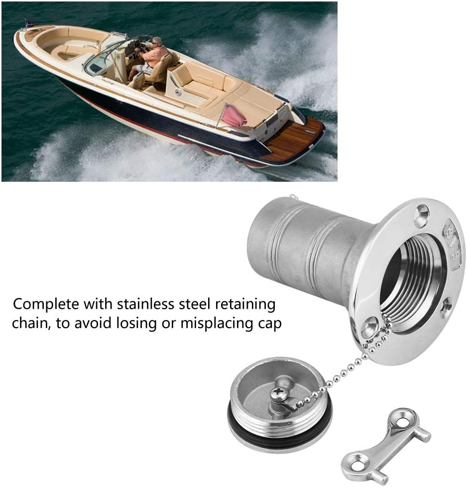 Boat Marine Stainless Steel Fuel Gas Oil Tank Deck Fill Filler Port Key Locking Gas Cap and Fuel Filler image number 2