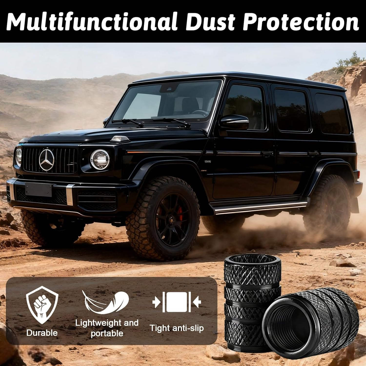 Tyre Valve Caps, 8 Pcs Anodized Aluminum Valve Stem Caps for Cars, Bikes, Trucks, SUVS, Motorcycles (Black)