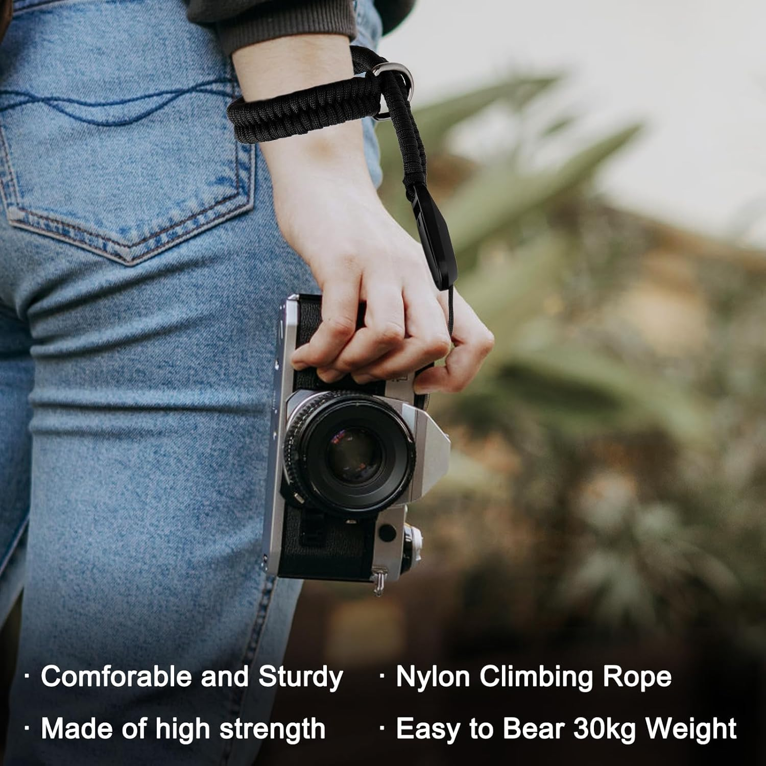 LURICO Camera Shoulder Strap with Wrist Strap, Camera Wrist Strap with 4 Quick Releases, Camera Wrist Strap for Various Wrists, Adjustable Camera Strap Shoulder Strap for DSLR Camera, Black, 110 image number 3