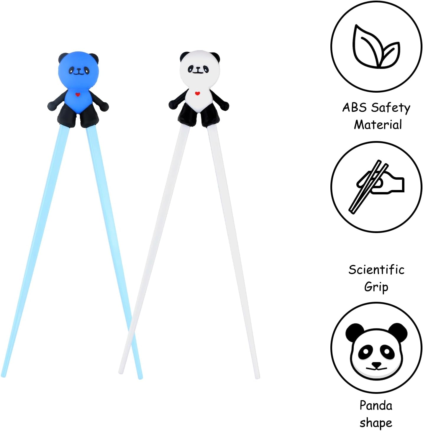 Chopsticks, Chopsticks Panda, Chopsticks for Children, Reusable Non-Slip Chopsticks, Training Chopsticks, Personalized Chopsticks for Ramen, Asian Tableware (Black White) image number 1