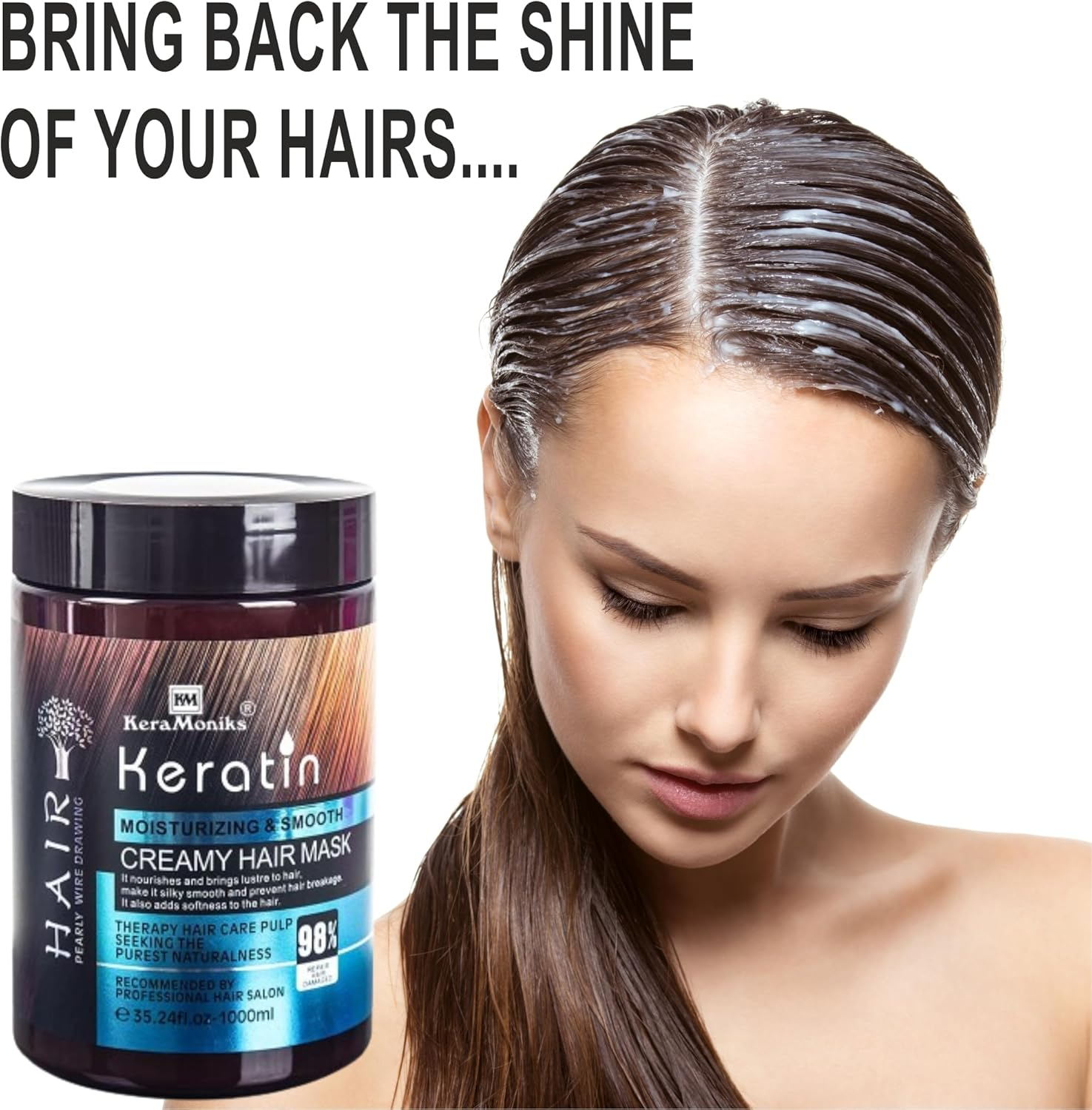 Keramoniks Professional Keratin Hair Mask 1000Ml - for Intense Damaged Hair Repair - like Salon Spa - for Dry & Damaged Hair