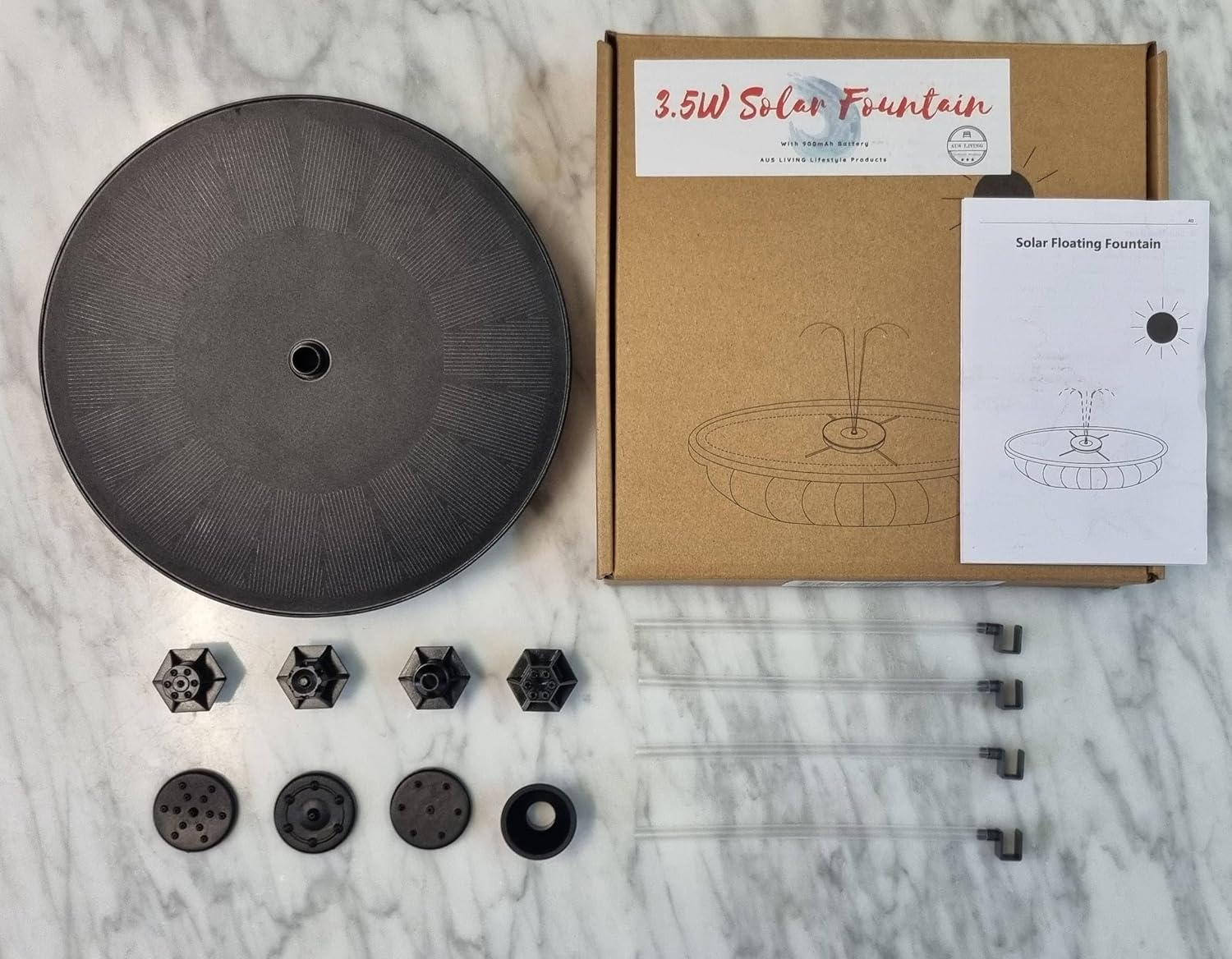 AUS Living Solar Fountain with 3.5W Pump with Battery, Floating Bird Bath, Water Feature for Garden, Pool or Pond. Simple to Use, No Power Cables Required image number 1