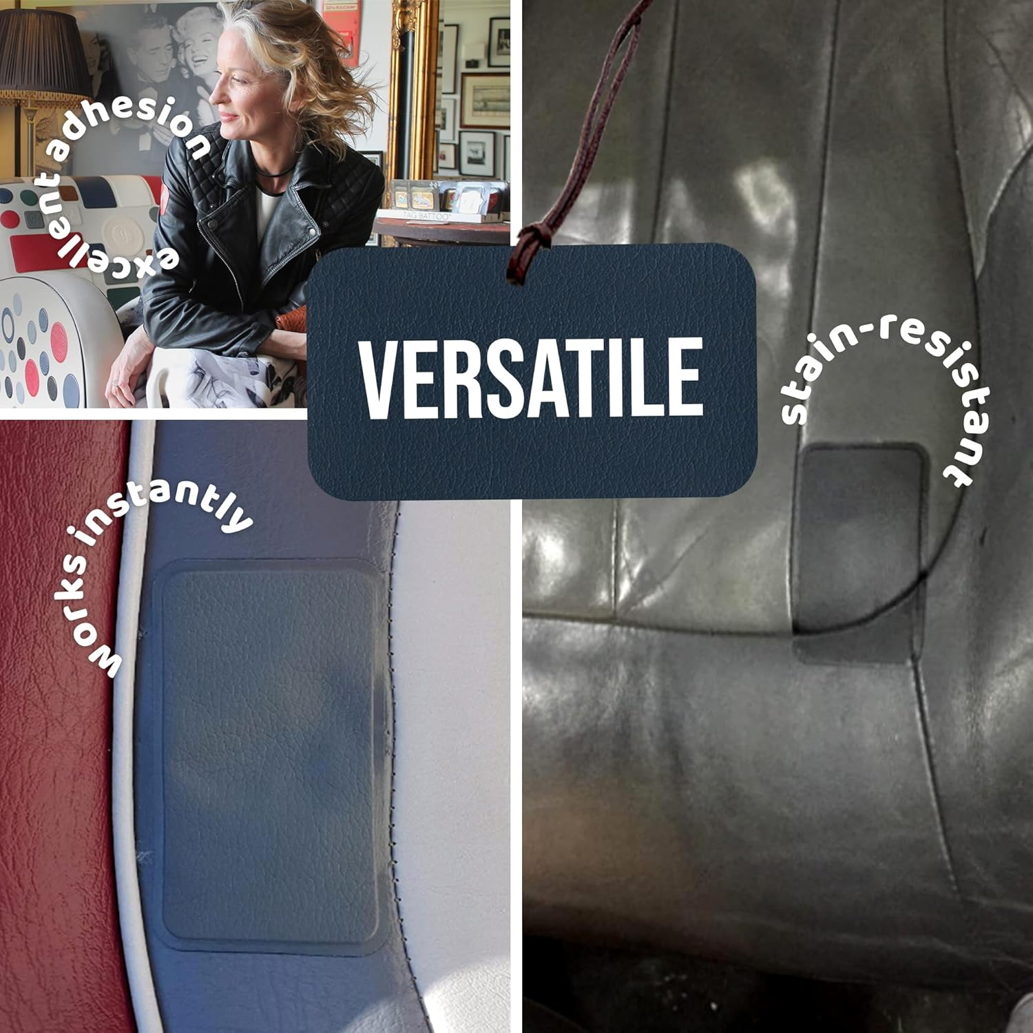 Mastaplasta Premium Leather Repair Patch - Black 10Cm X 6Cm (4In X 2.4In). Your Instant Stick-On Upholstery-Quality Repair for Sofas, Car Seats, Handbags, Jackets & DIY image number 1