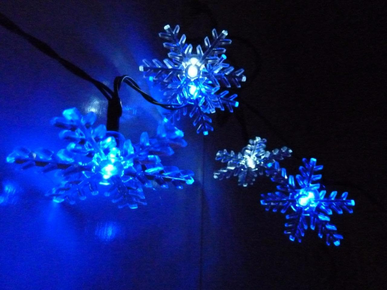 50 LED White&Blue Snwoflakes Solar Christmas Party Garden Lights image number 2