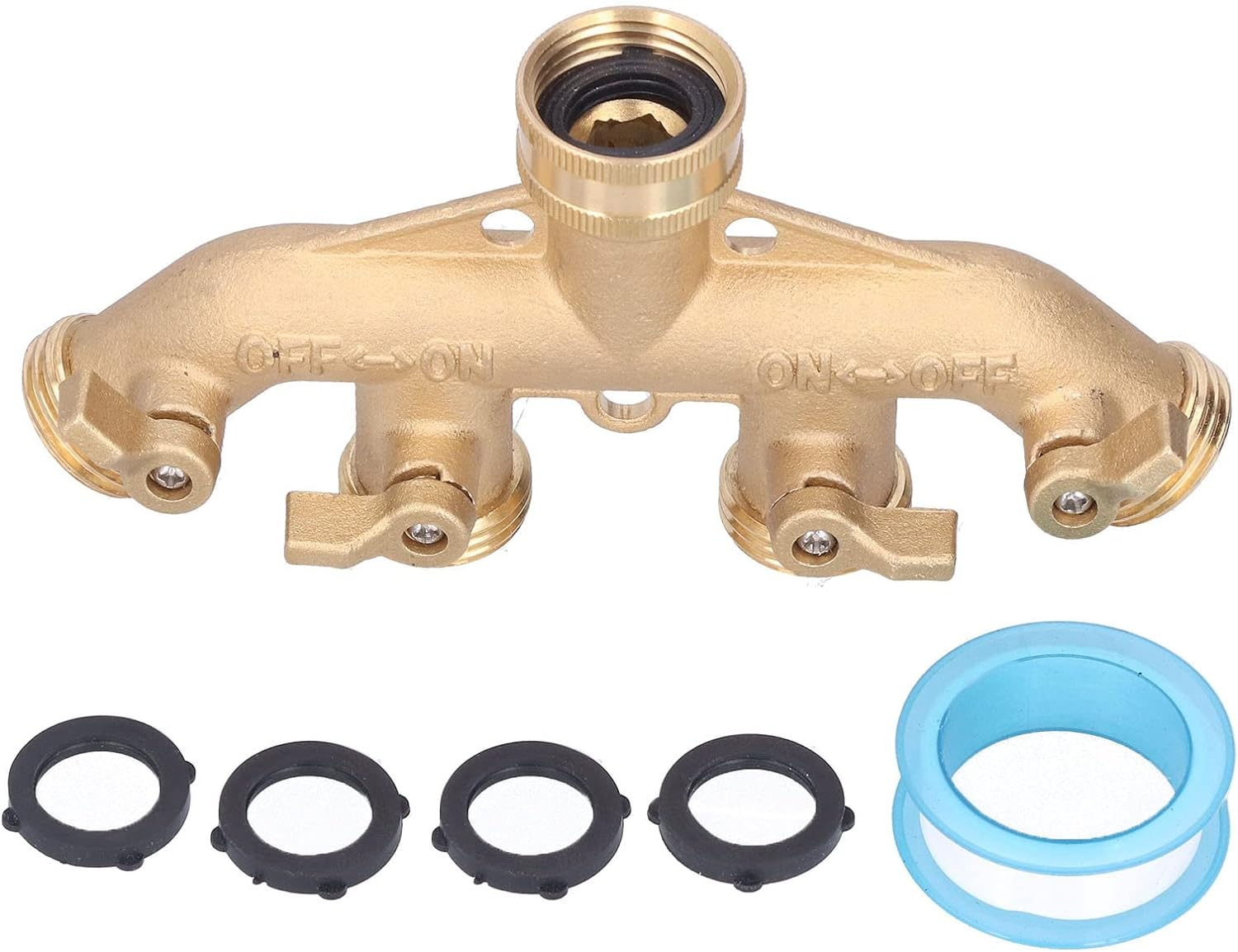 4 Way Connector, Hose Splitter Brass for Lawn Irrigation for Garden Irrigation System