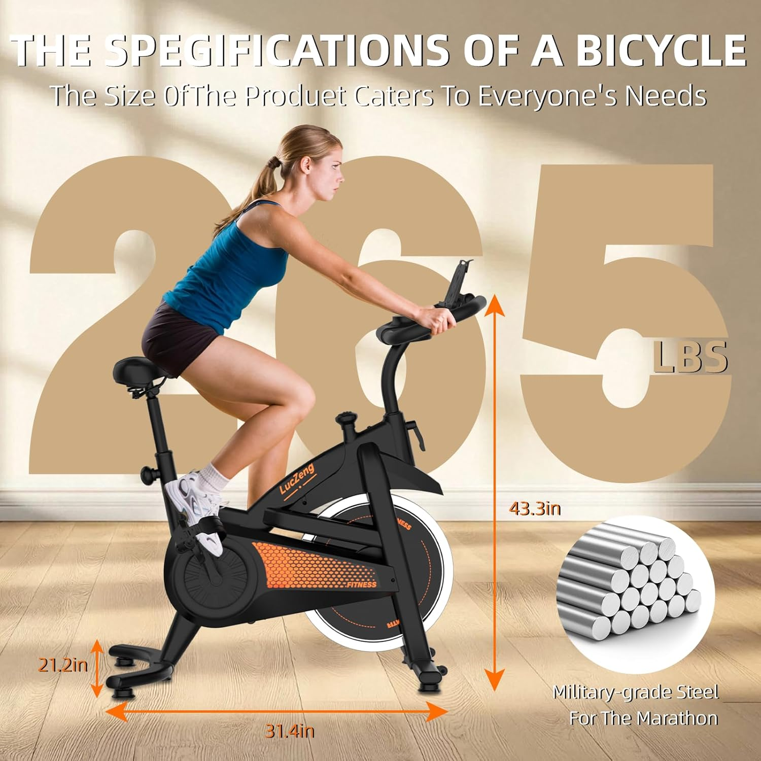 【Update】Luczeng Exercise Bike, Stationary Bike for Home with Heart Rate Monitoring, Indoor Spin Bike with Silent Belt Drive, Heavy Flywheel, Comfortable Seat Cushion and Upgraded Digital Display