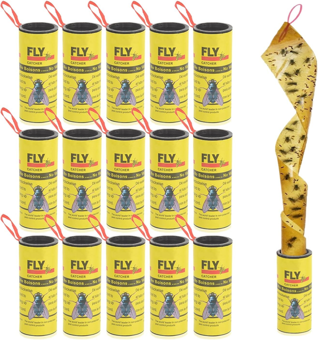 Jotia 16Pcs Fly Paper Strips Traps for Indoors Outdoor, Fruit Fly Paper Rolls Gnat Trap Sticky Tape Catcher Ribbon Set Hanging Insect Mosquito Traps image number 6