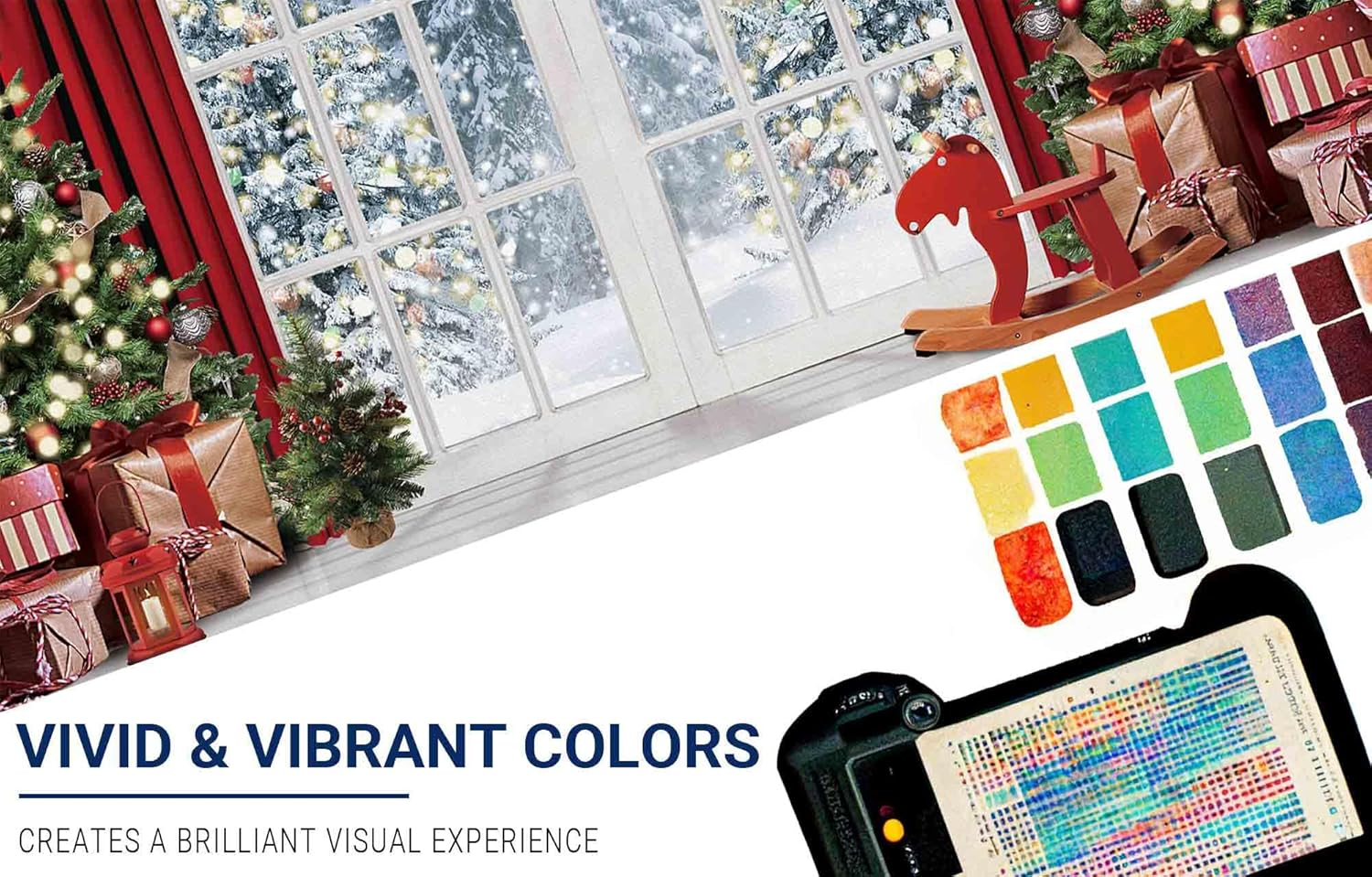 Allenjoy 96" X 72" Christmas Window Backdrop for Photography Winter Merry Xmas Tree Background Snow Holiday Photobooth Portrait Party Banner Festival Photo Studio Props Supplies image number 2