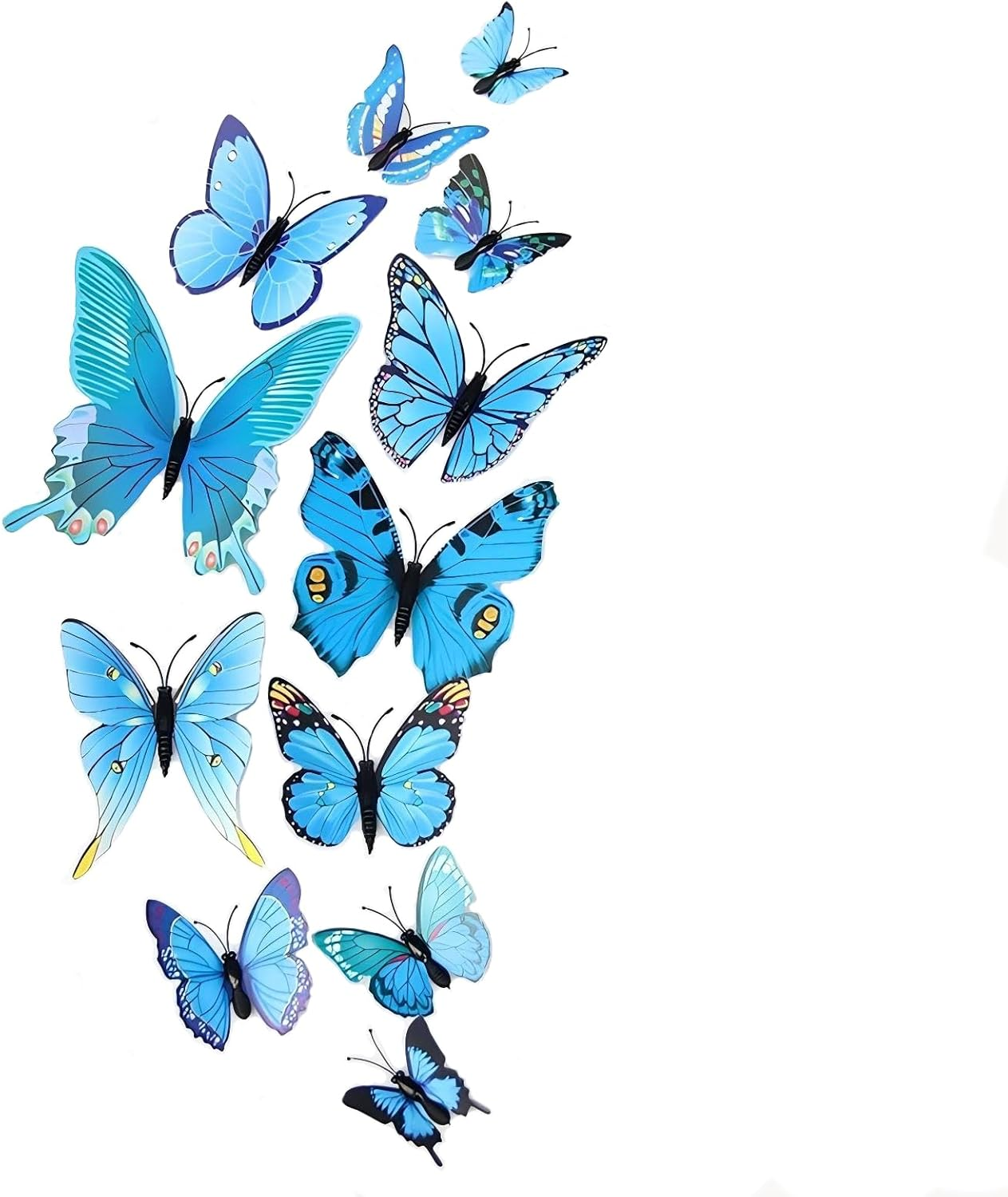 Tongke 3D Blue Butterfly Wall Decals, 12 Pieces, Decorative Adhesive Art Stickers (Rose Red)