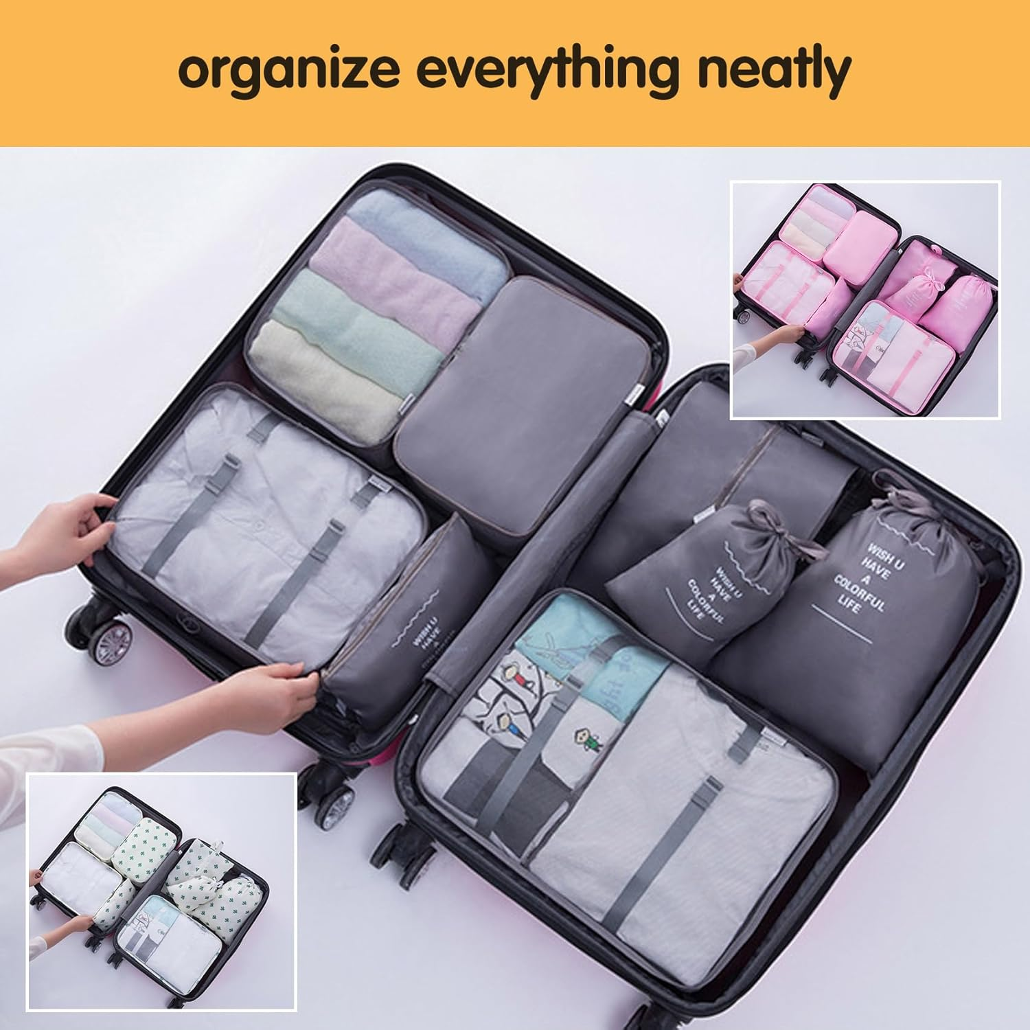 12 Set Packing Cubes: Complete Travel Storage System | Lightweight Luggage Organizers with Shoe, Toiletry & Laundry Bags for Effortless Travel (Black) image number 5