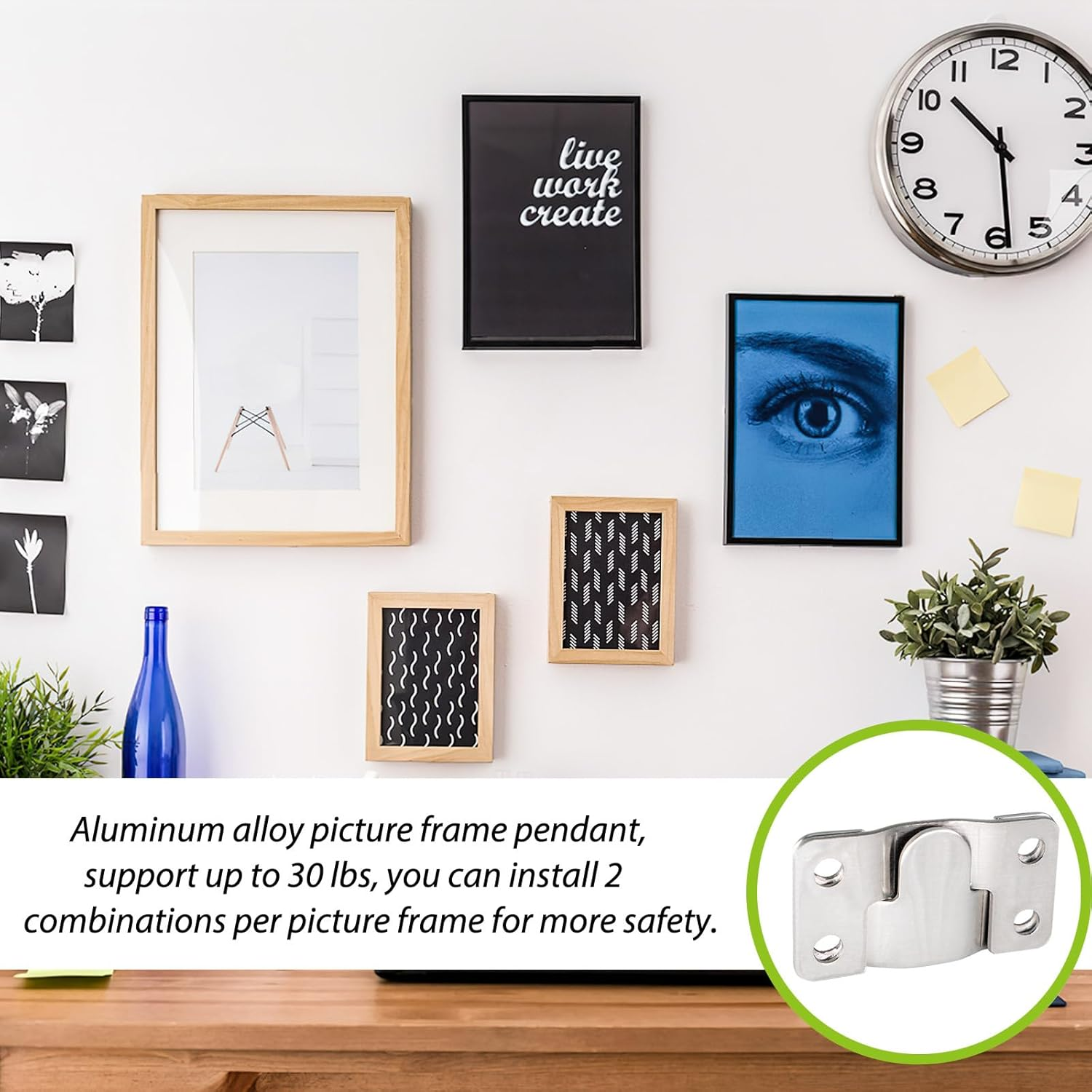 6 Pairs Flush Mount Bracket Heavy Duty Picture Hangers, 2.16 X 1.18 Inches Headboard Wall Mounting Brackets, Interlocking Photo Frame Hook image number 1