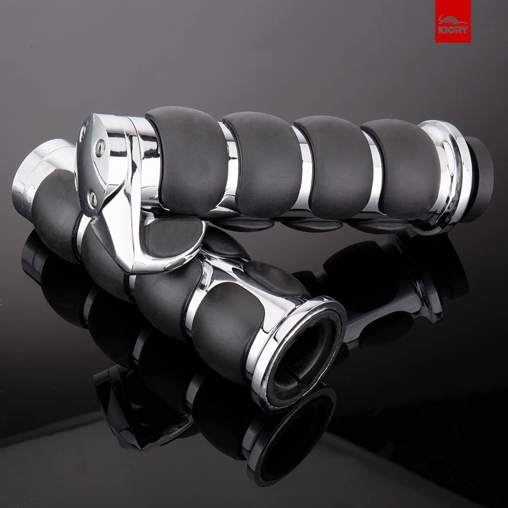 Motorcycle Hand Grips 1 Inch Handlebar Throttle Grips 25MM Chrome Black Aluminum Rubber Compatible with Harley Davidson Dyna Sportster Road King Street Glide Fat Boy Honda Shadow VTX image number 3