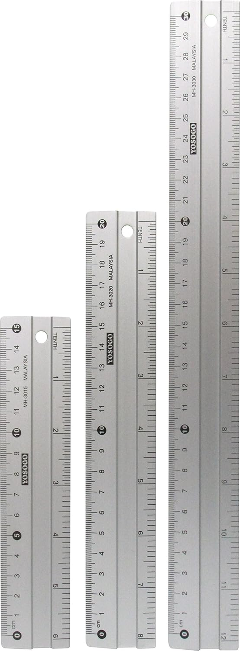Anti- Slip Aluminum Rulers for Drawing, Set of 3 Pieces (6, 8 and 12 Inch) - Centimetres and Inch Scales for Precise Work, School and Home image number 5