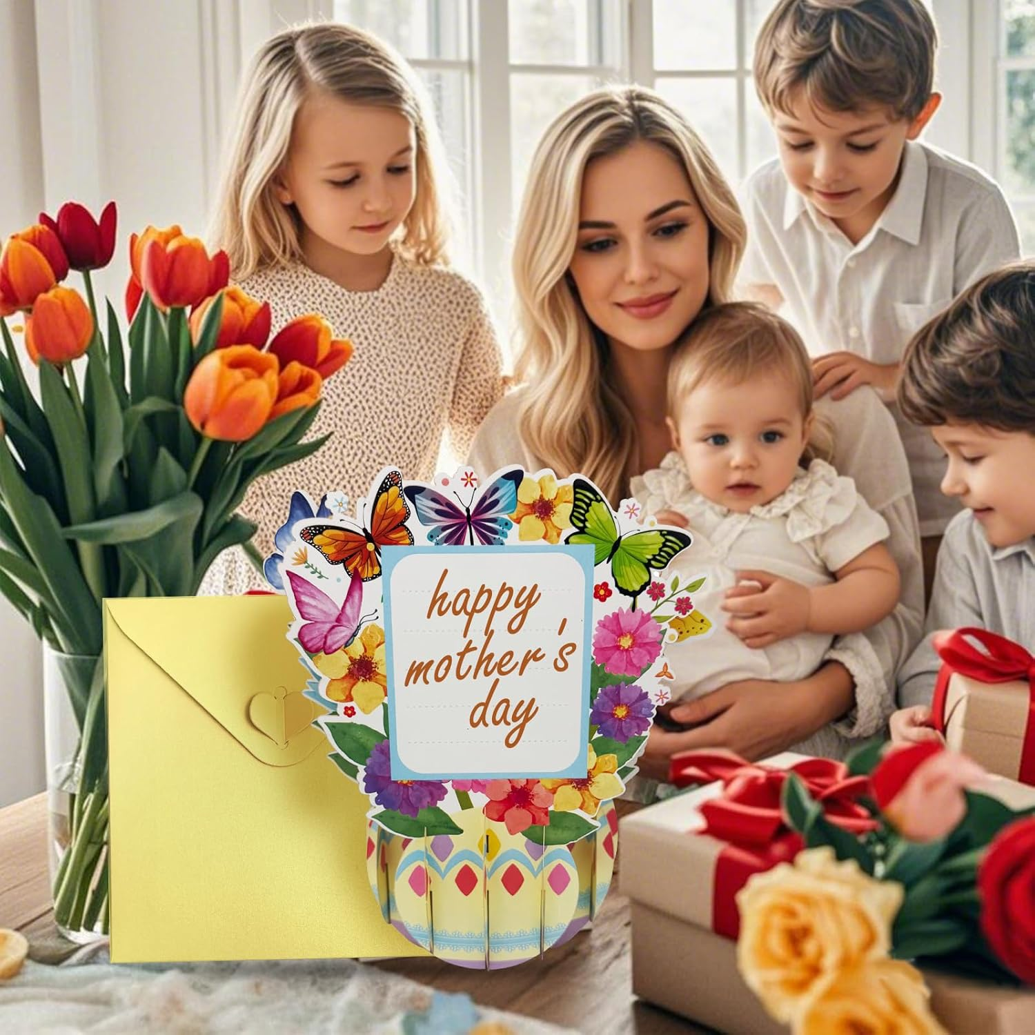 Bighan Pop up Happy Mother'S Day Card, 3D Mother'S Day HAPPY MOTHER'S DAY Pop up Greeting Boxed Cards Anniversary Pop up Cards for Women A image number 4