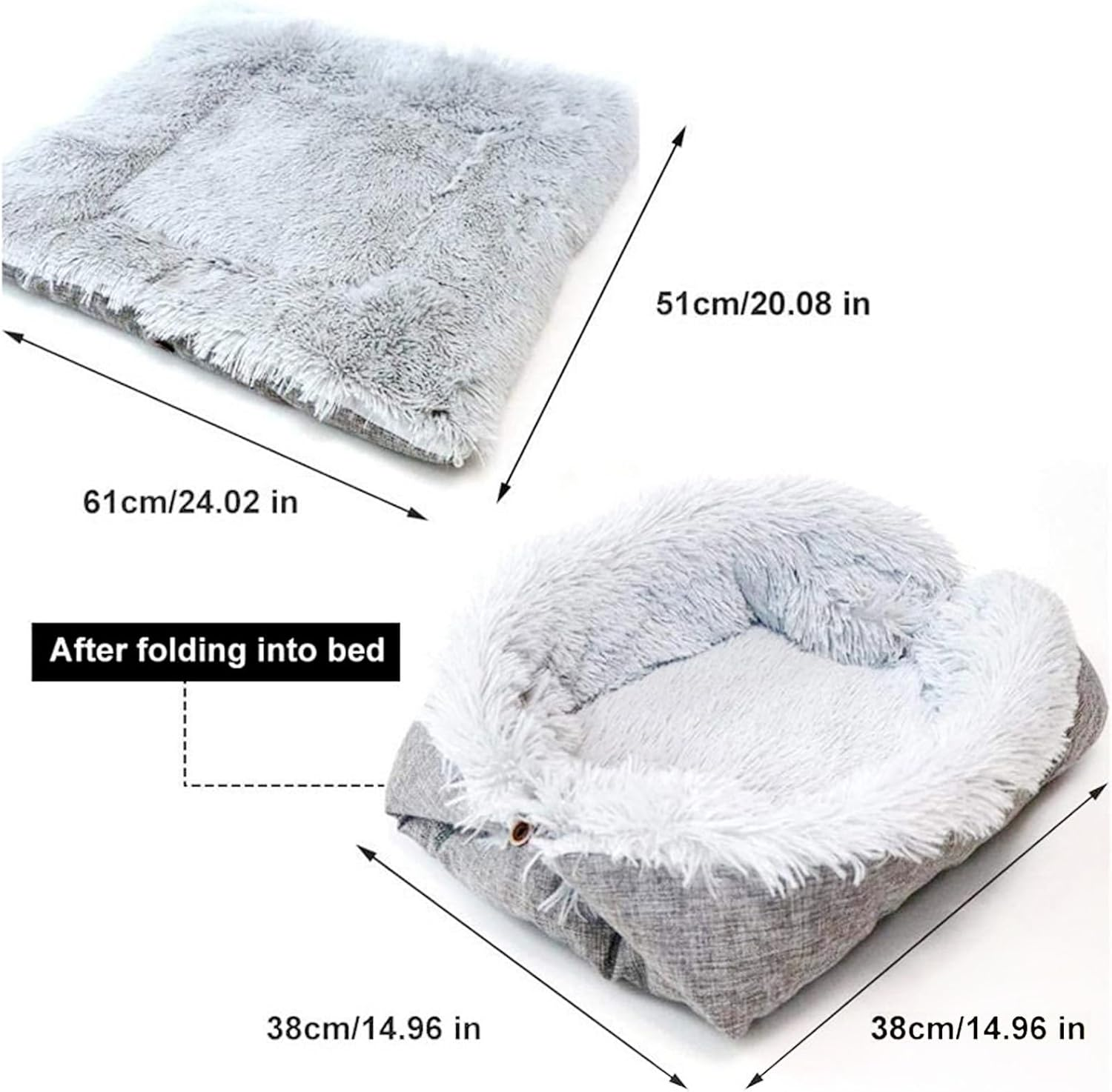 BSITSSS Cat Bed, 2 in 1 Plush Soft Cat Blanket, Grey Foldable Convertible Small Dog Bed Pet Kitten Cushion Mattress Mat for Small and Medium Cats Puppy Pet Indoor Outdoor
