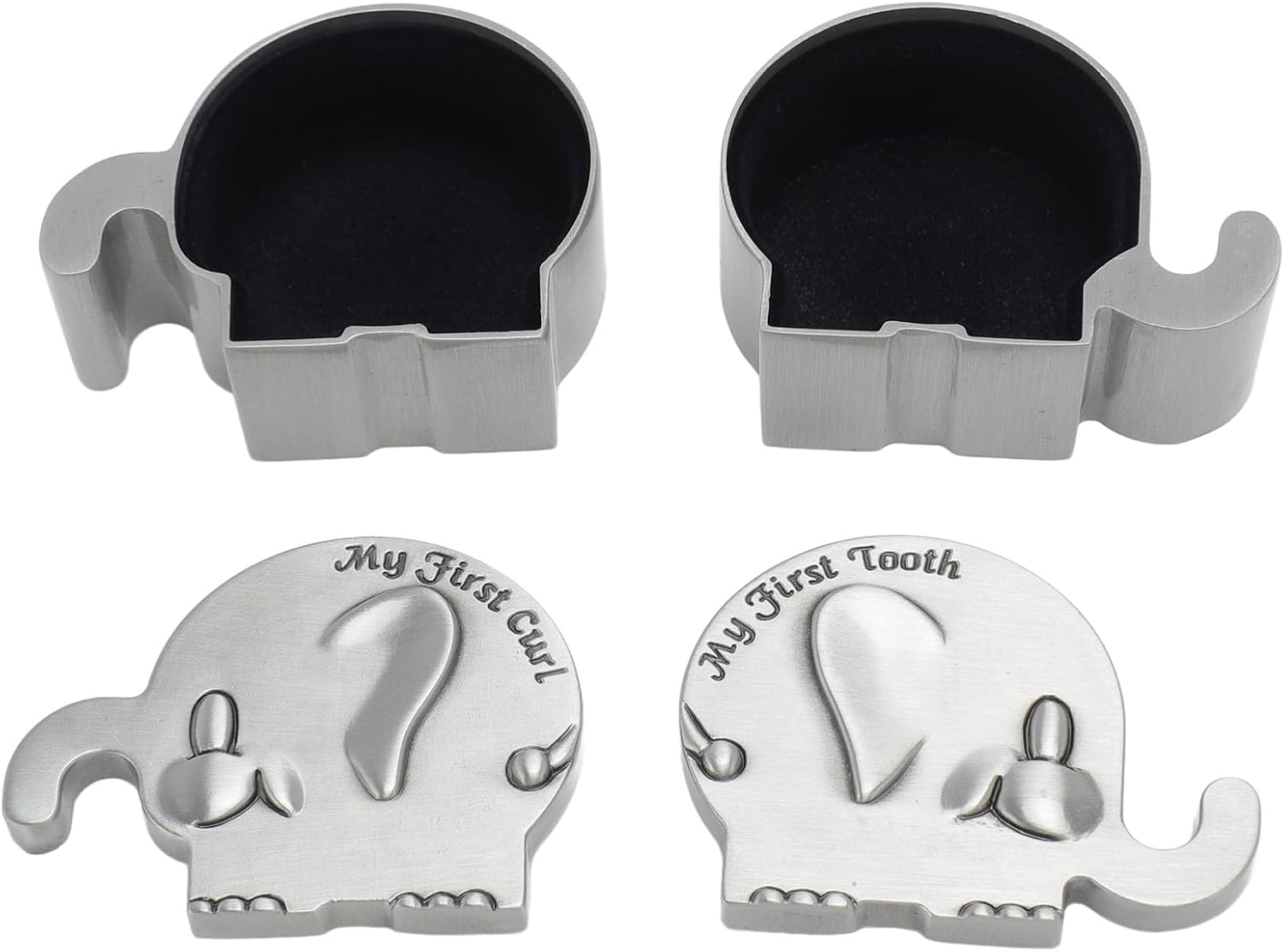 Fdit 2 Pack Small Keepsake Box Elephant Shape Storage Box, Safe Velvet Cushion, Metal Exquisite Workmanship, Ideal for Newborns, Birthdays image number 4