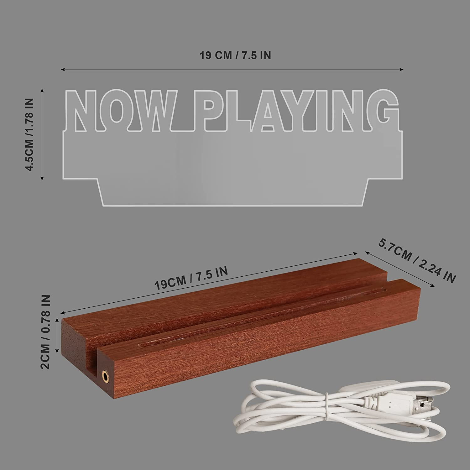 Now Playing Vinyl Record Stand, Light up Now Spinning Record Holder, Wooden Acrylic Holder for Vinyl Album Display and Storage with Warm White Colour Lights image number 4