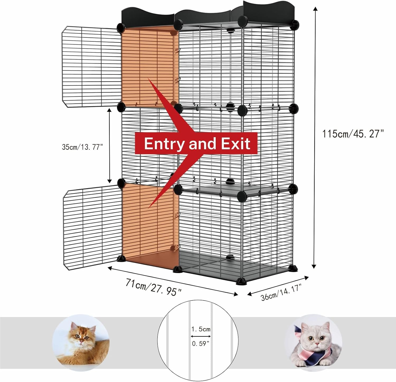 STILLCOVE 2 Tier Cat Cage Indoor, Big Wire Cat Cage Kennels Enclosures DIY Playpen Crates, Pet Pen C&C Cage for 1-2 Cats Kittens image number 5