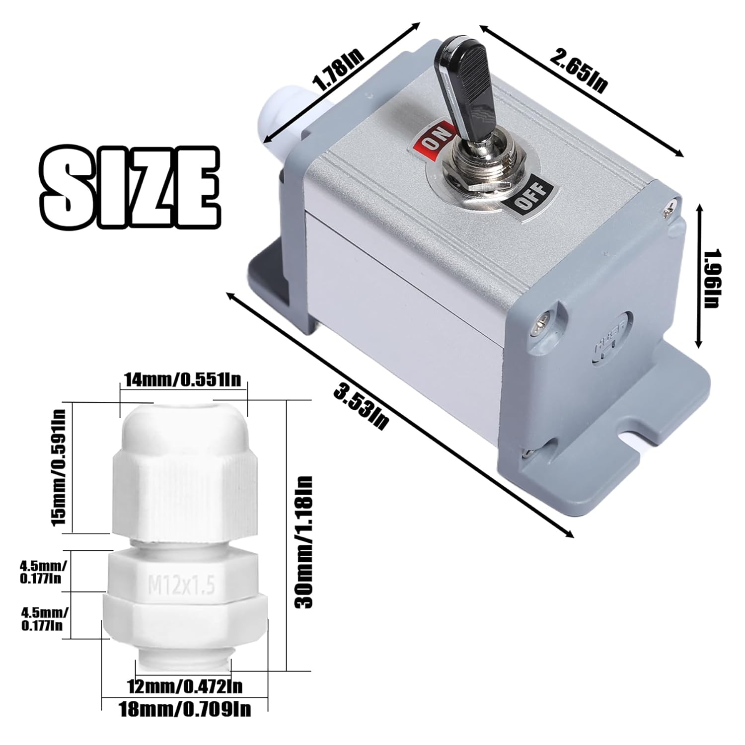 Aikoolwer Heavy Duty Rocker Toggle Switch Box 16A 250V SPST 2 Position on off Switch Waterproof Metal Shell for Car Truck Marine Industrial Equipment image number 3