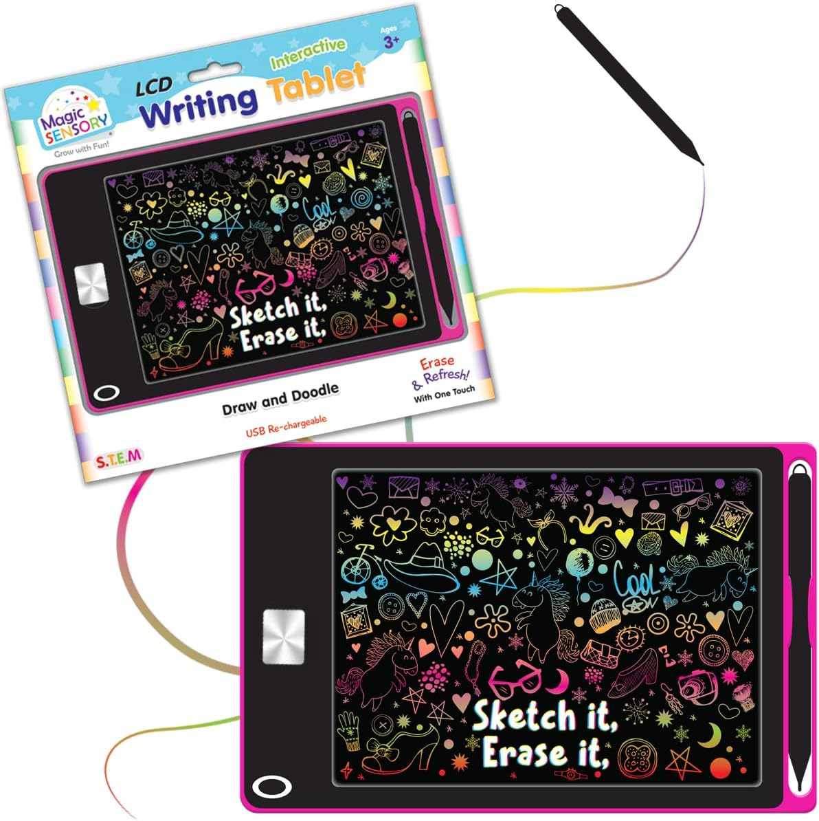 LCD Interactive Drawing Writing Tablet for Kids - 8.5" Screen - Encourage Creative Drawing and Practise Handwriting - Purple