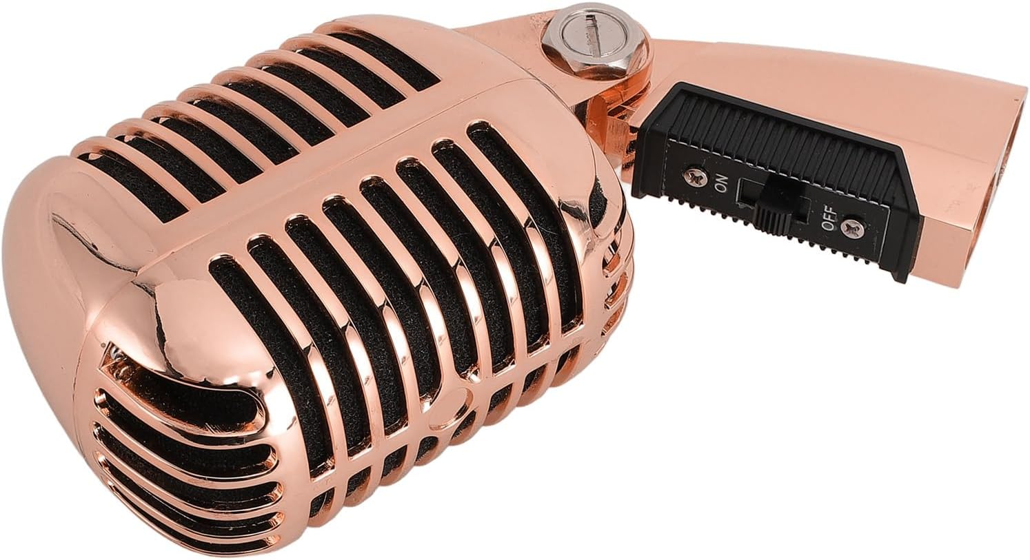 Vintage Dynamic Microphone, Microphone for Singing, Self Tensioning Swivel Rack, Classic Retro Dynamic Vocal Mic for Stage Performances, Recording Studios,Etc (Rose Gold)