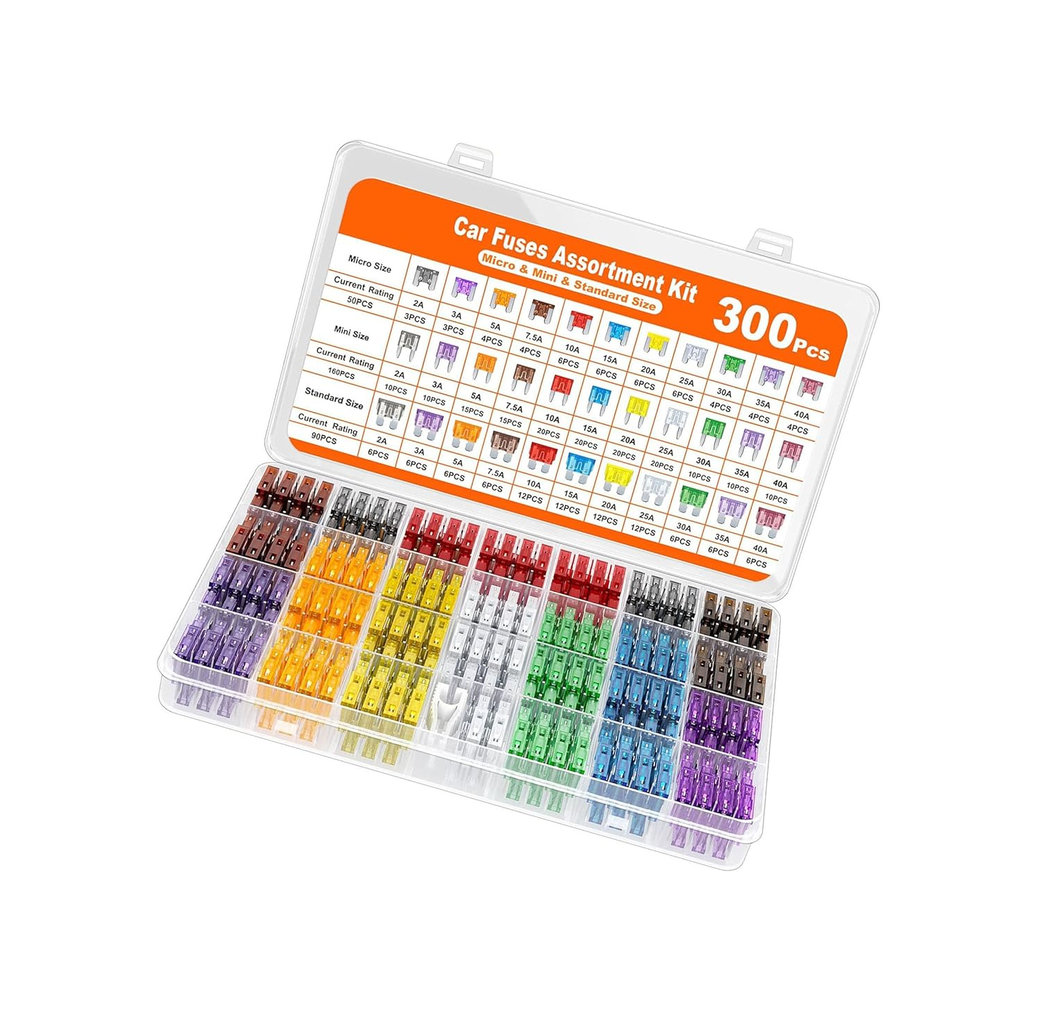 Car Fuse Assortment Kit (2A - 40A) in a Box, Suitable for Cars and Trucks,300Pcs image number 5