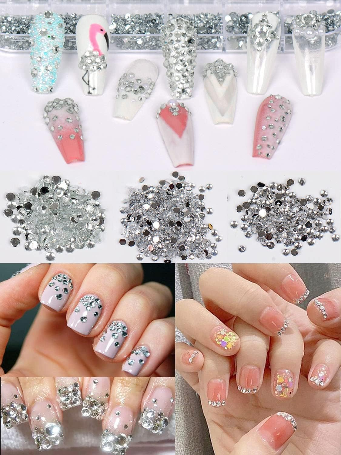 JZS Nail Rhinestones, Nail Gem Design Set, 3D Nail Art Accessories, Nail Decoration Kit,Style 1