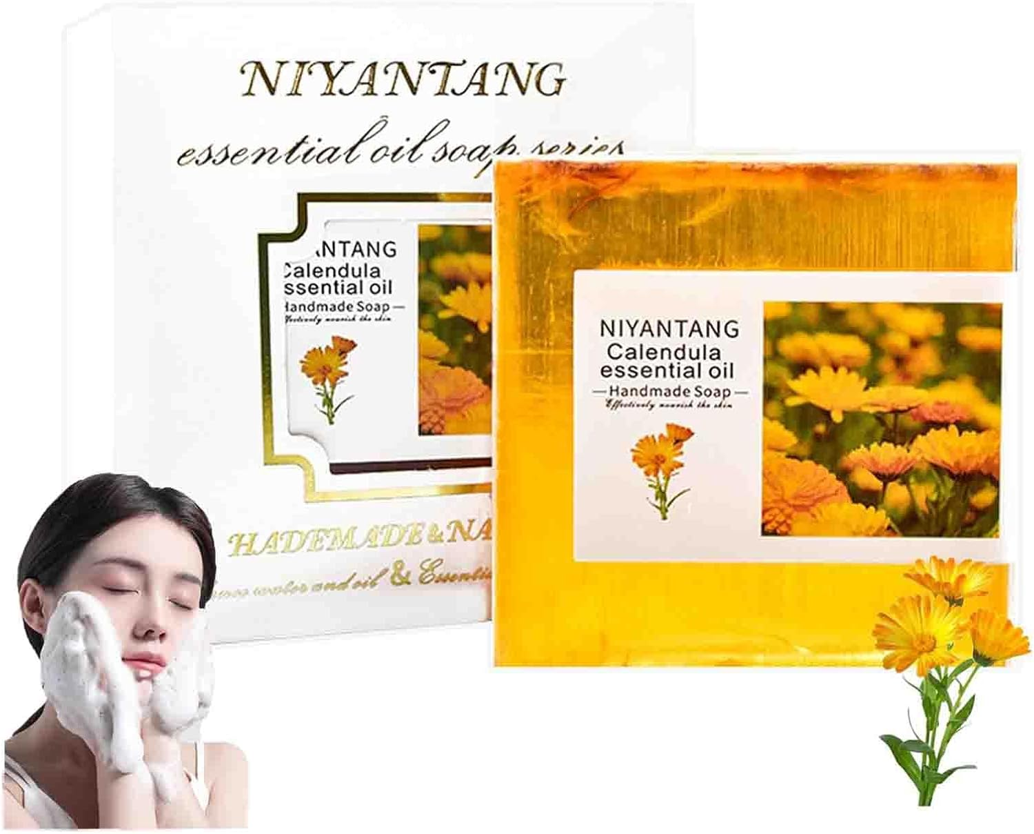 Niyantang Soap, Niyantang Turmeric Soap, Niyantang Rose Soap, Body Soap Bar, Gentle Cleanser Soap, Handmade Niyantang Rose Soap Bar, Niyantang Rose Essential Oil Handmade Soap (E) - B image number 7