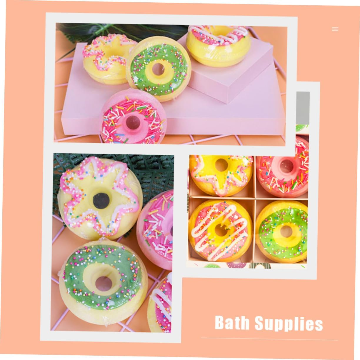 PLAFOPE 4Pcs Essential Oils Spa Balls Moisturizing Hydrating Doughnut Shape Shower Salt Balls Random Style