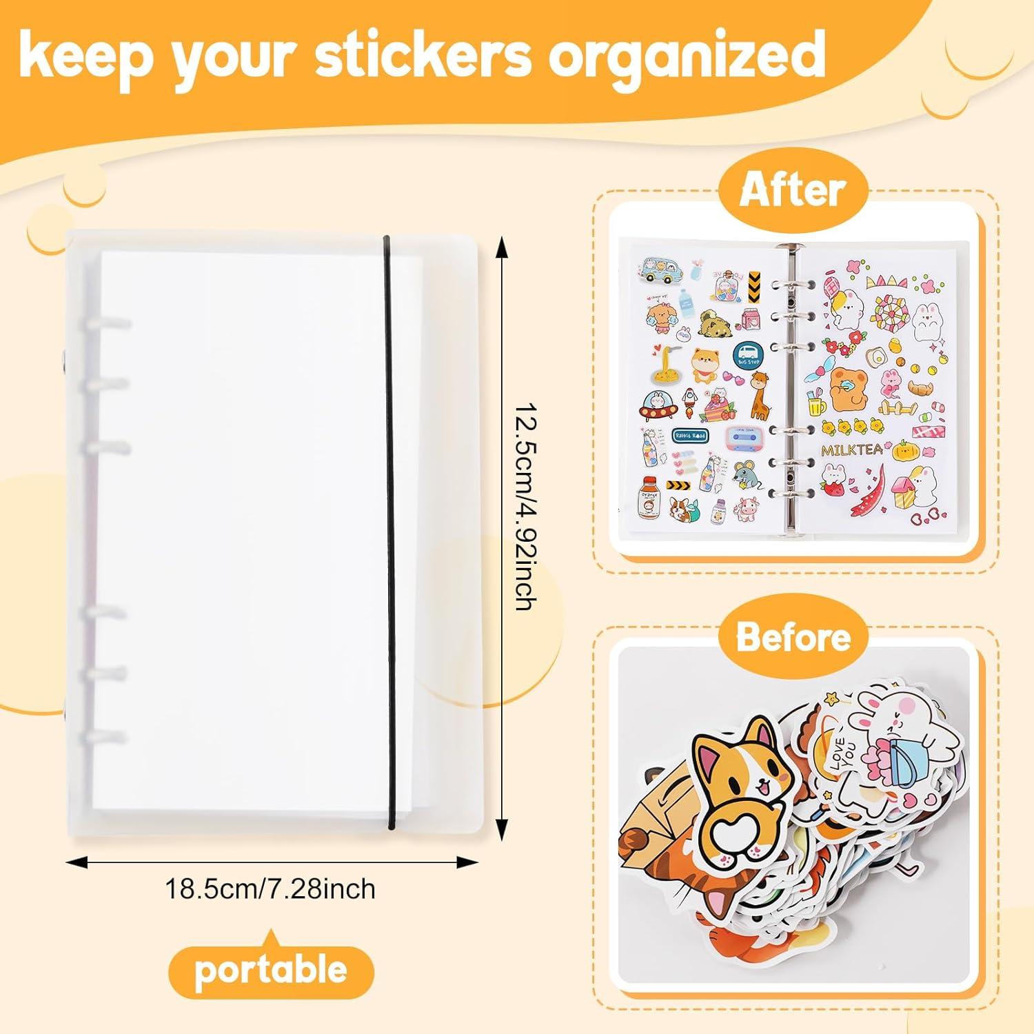 Reusable Sticker Book 100 Sheets Sticker Collecting Album Sticker Collection Accessories Activity Sticker Album for Collecting Stickers, Labels, A6 image number 5