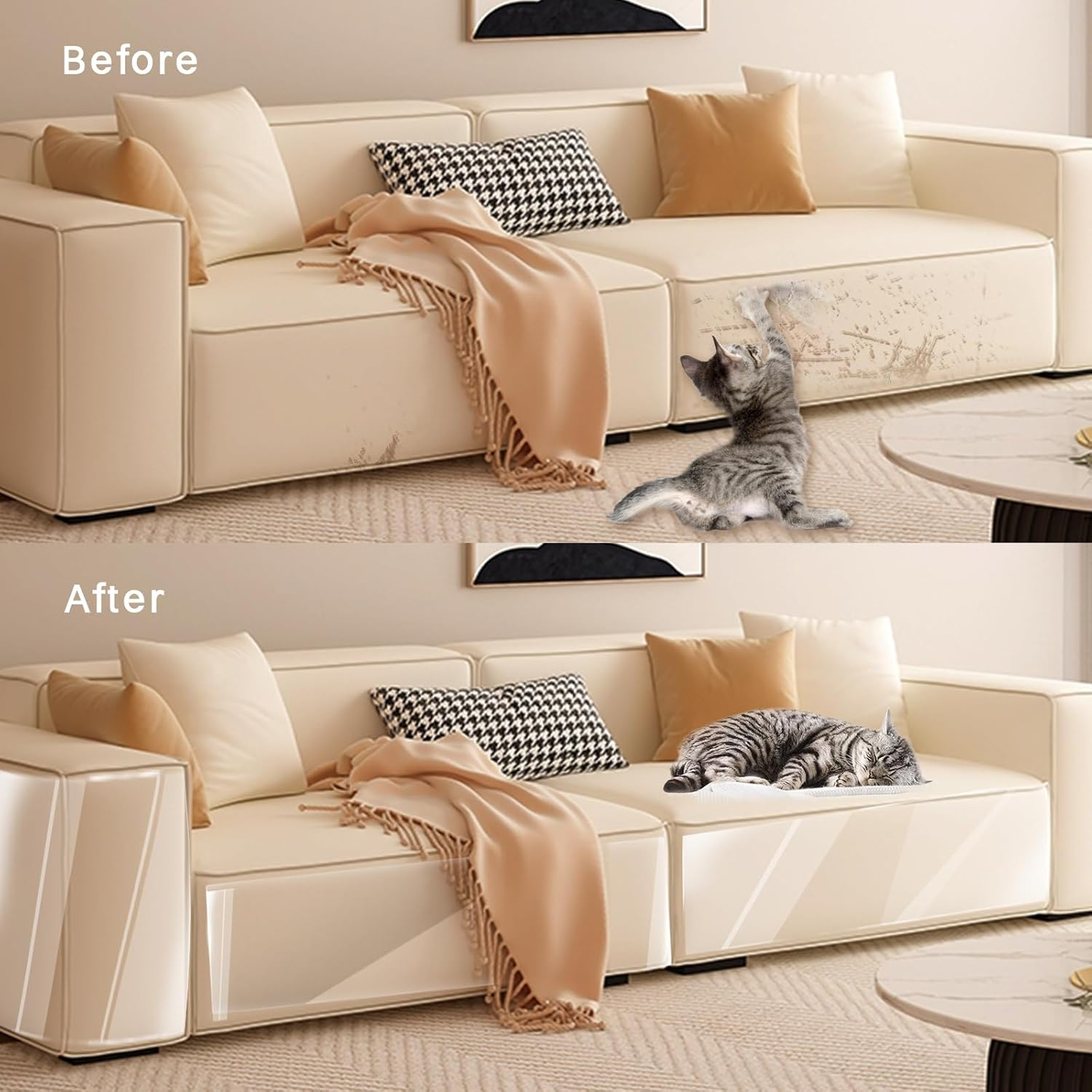 Cat Scratch Protection, 20 X 500 Cm Anti-Scratch Film, Sofa Transparent Scratch Protection Pad, Furniture Protector, Cat Furniture Protection, Scratch Pads for Furniture, Couch, Door, Wall, Scratch Repellent from Cats and Dogs image number 1