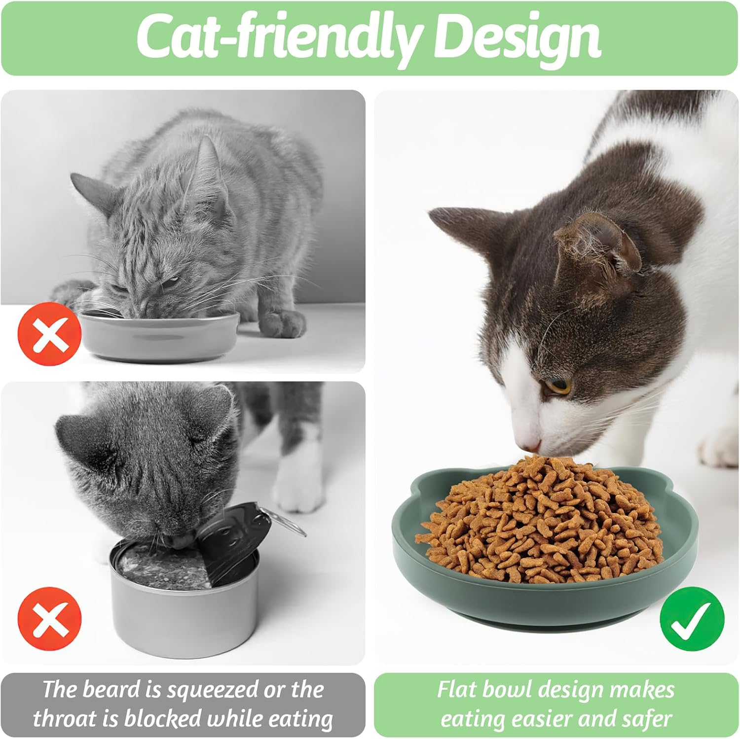 Cat Bowl, Flat Cat Bowl, Cat Feeding Bowl, Flat Cat Bowl, Silicone Bowl, Cat Drinking Bowl, Cat Bowl, Cat Food, Water Bowl for Dogs, Cats, Rabbits image number 4