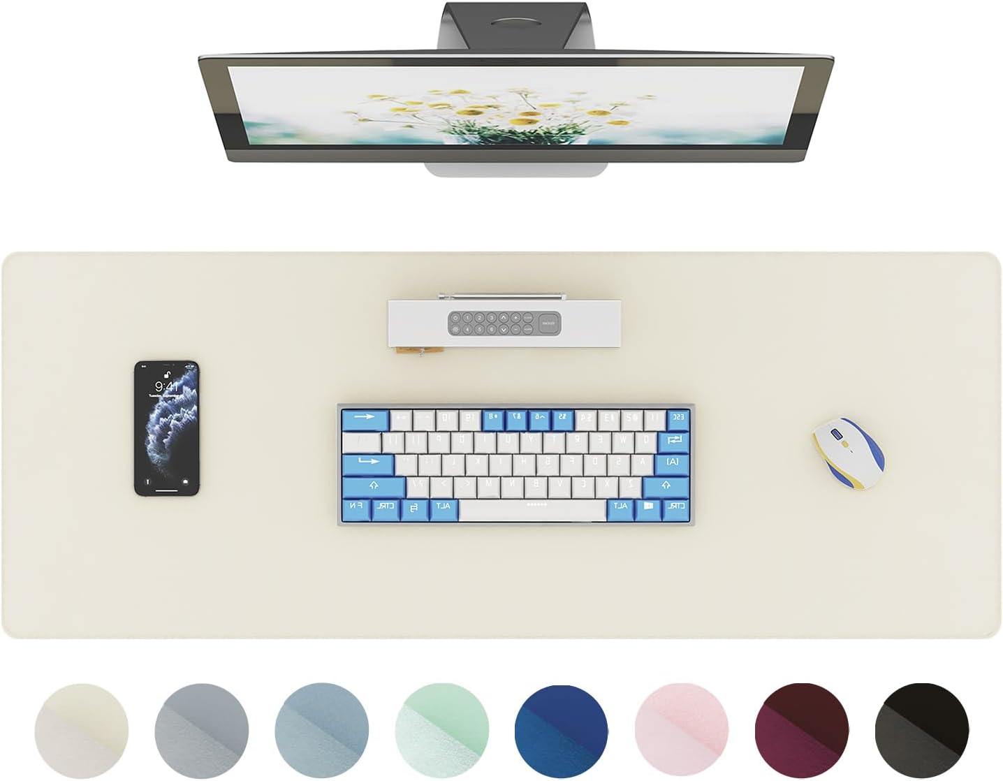 DAWNTREES 100X40Cm Leather Desk Pad Protector,Mouse Pad,Office Desk Mat, Non-Slip PU Leather Desk Blotter,Laptop Desk Pad,Waterproof Desk Writing Pad for Office and Home (Pink,100X40Cm)