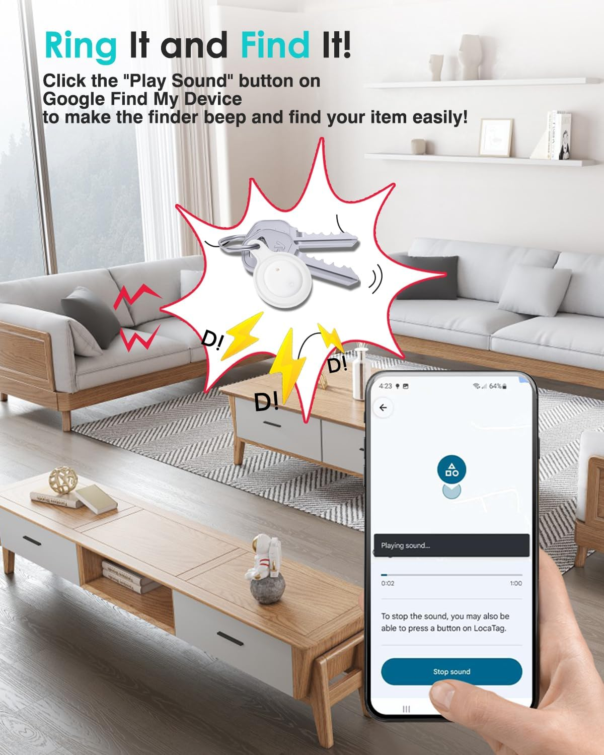 [2025 Android Tag] Bluetooth Tracker for Android. Google Certified Item Locator, Smart Tracking Tag for Google Find My Device App. Finder for Keys, Luggage, Suitcase, Backpack and More-White-1Pack image number 2