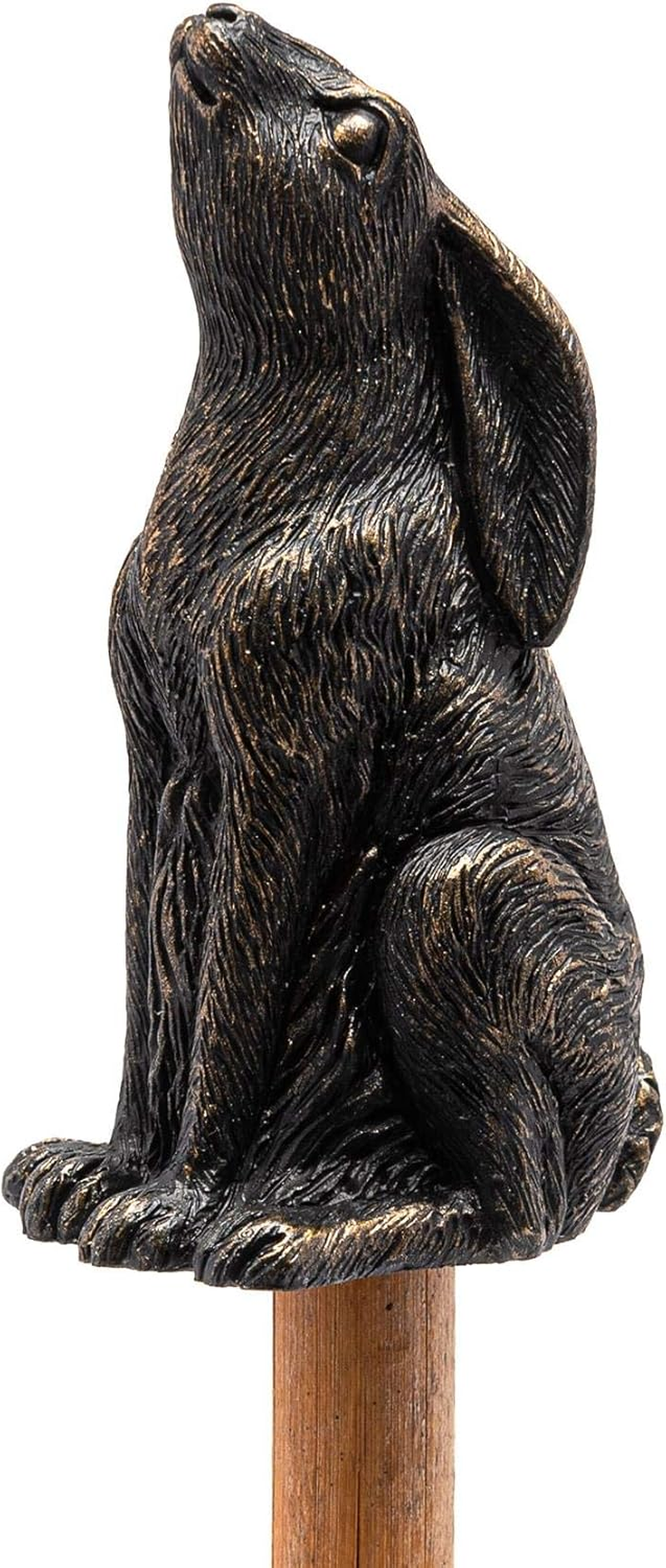 Jardinopia Garden Decor Antique Bronze Moongazing Hare Stake Topper