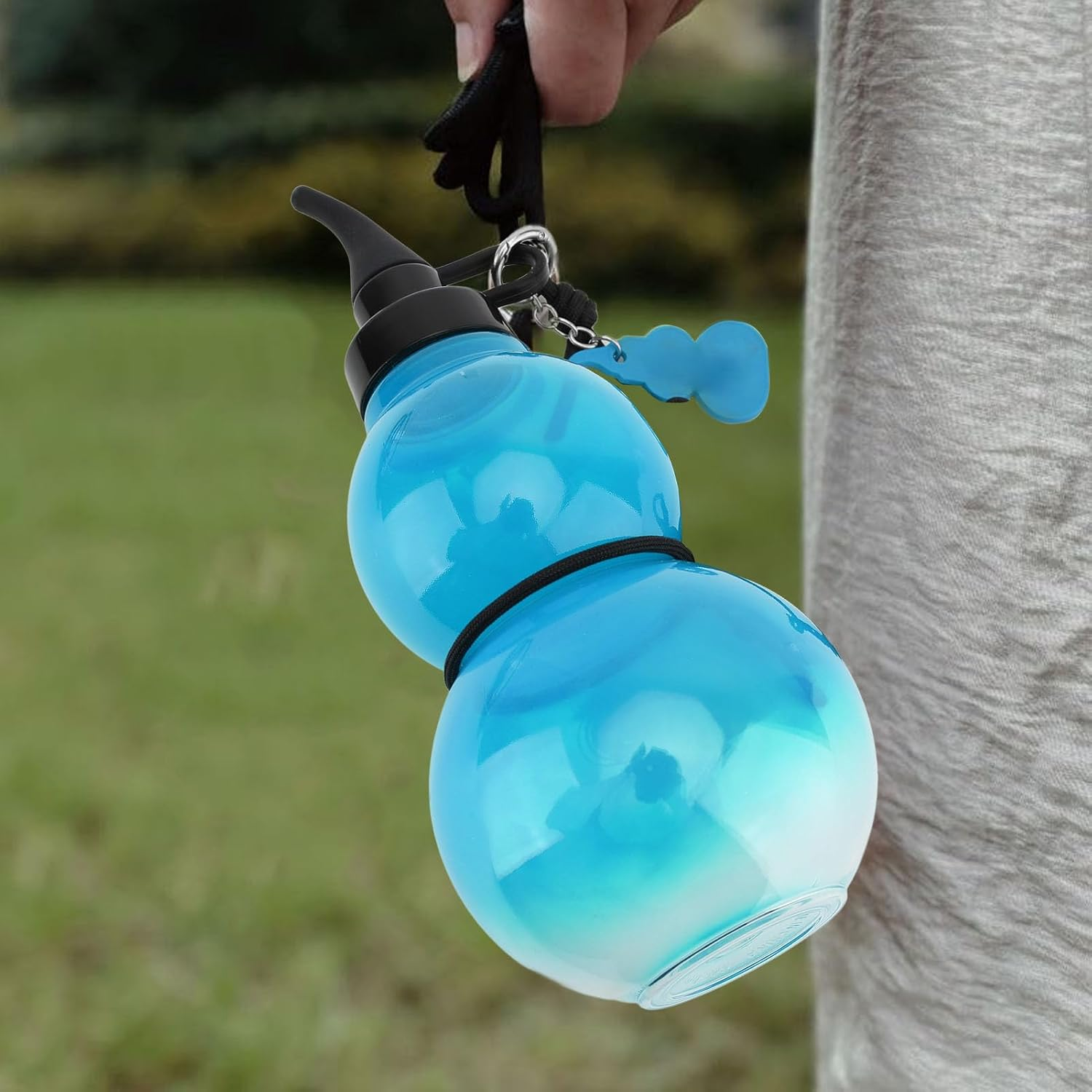 Bewinner Gourd Water Bottle, Gourd Sports Travel Water Bottle for Gym, 800ML Chinese Retro Inspired Gourd Style Water Bottle, Game Peripheral Gourd Water Bottle for Outdoor (Blue) image number 6