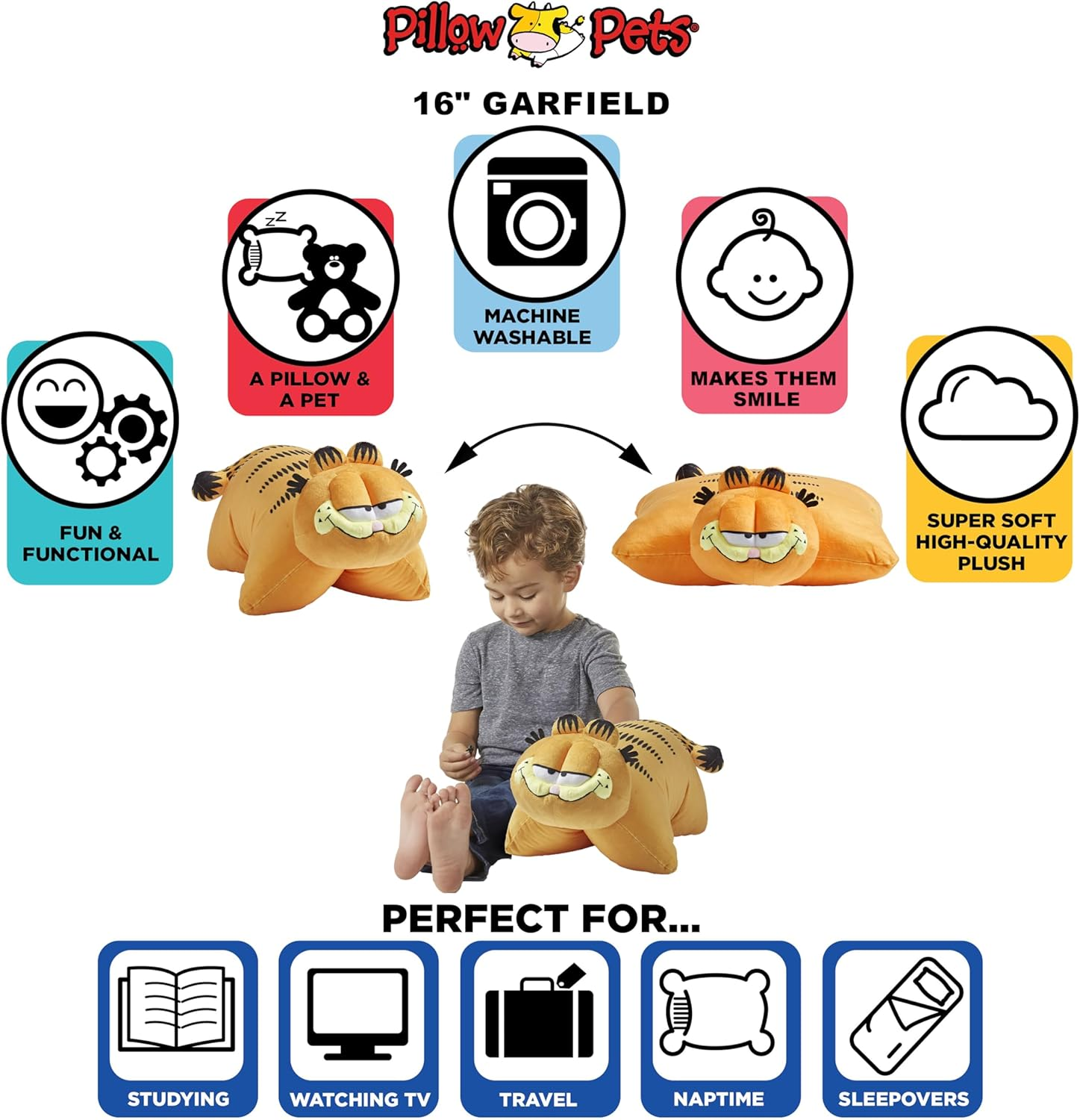 Pillow Pets Nickelodeon Garfield - Stuffed Animal Plush Toy