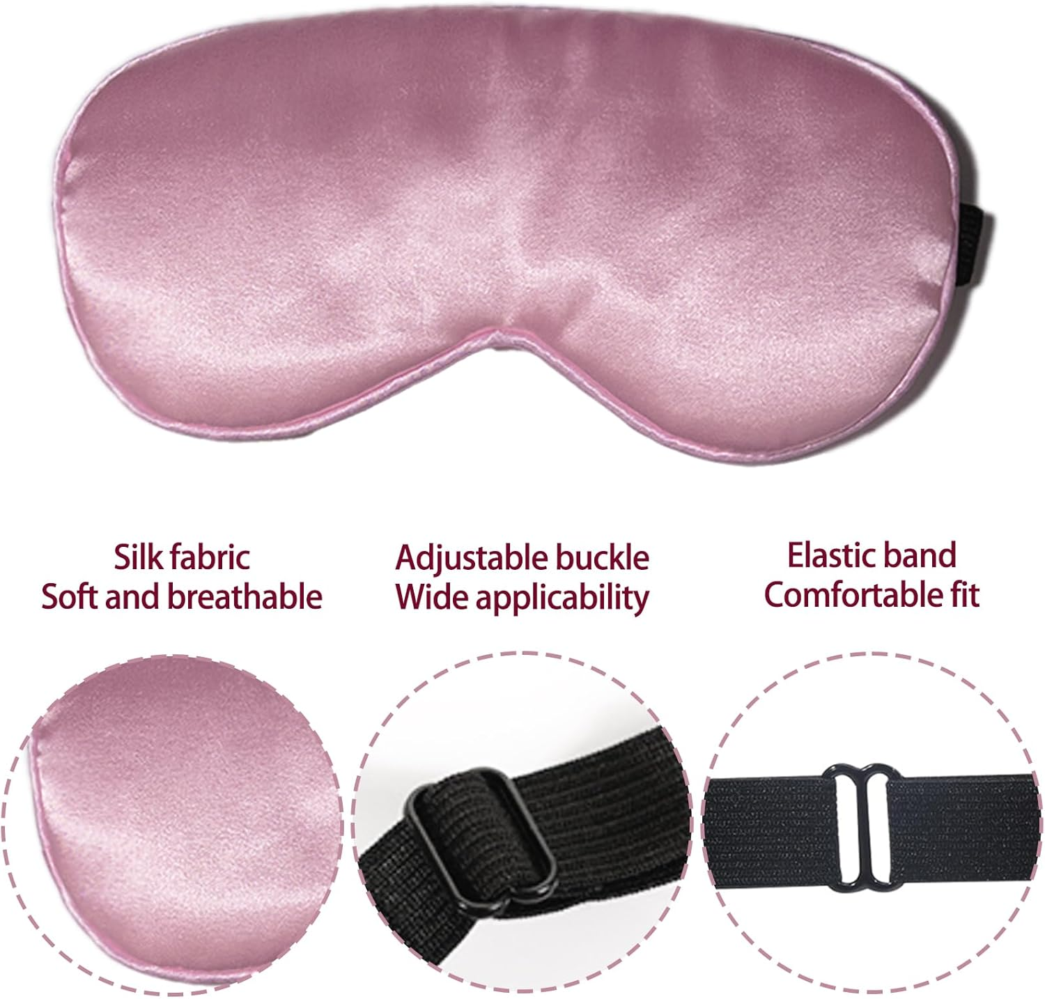 3 Pcs Silk Sleep Mask, Silk Eye Cover with Adjustable Strap Full Blackout Sleeping Mask Ultra Soft Breathable Design, Eye Masks for Travel Plane Nap Meditation Yoga Shift Work Night Rest image number 2