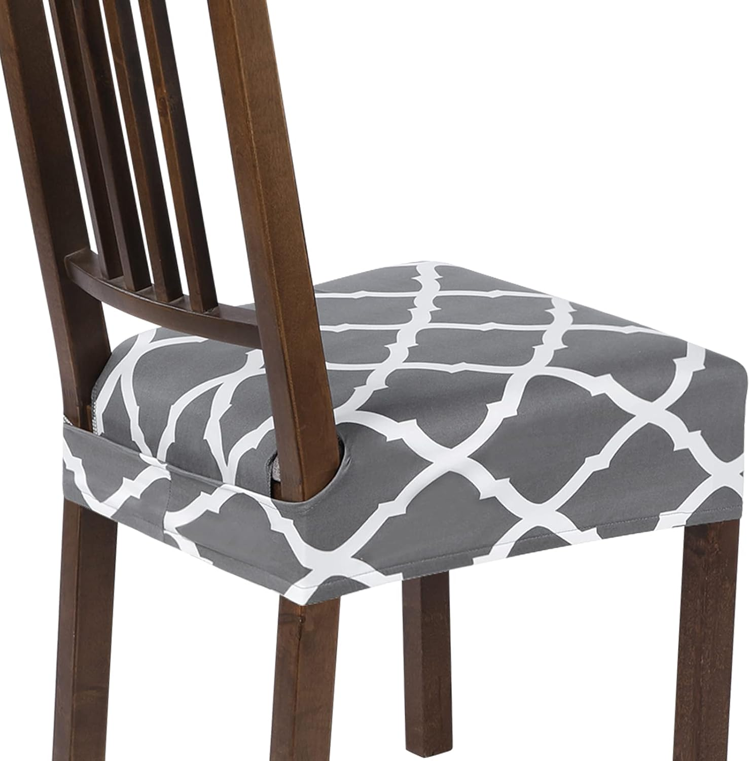 Searchi Stretch Dining Chair Seat Covers Set of 4, Soft Removable Washable Seat Covers for Dining Chairs, Dining Room Protector (Rear-Covered, Grey) image number 5