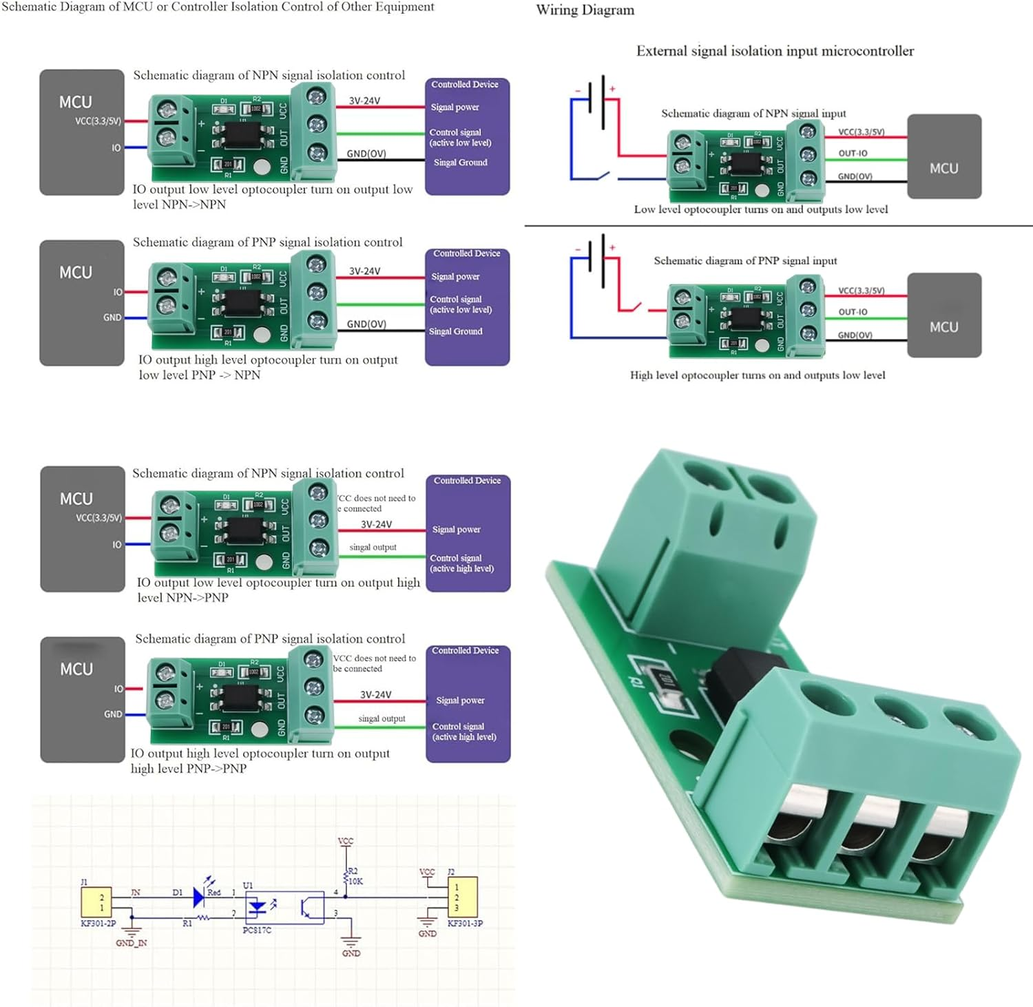 SING F LTD 4X 1-Channel PC817 Optocoupler Isolation Module (12V) Suitable for Photoelectric Isolator Signal Ssolation and Anti-Interference image number 6