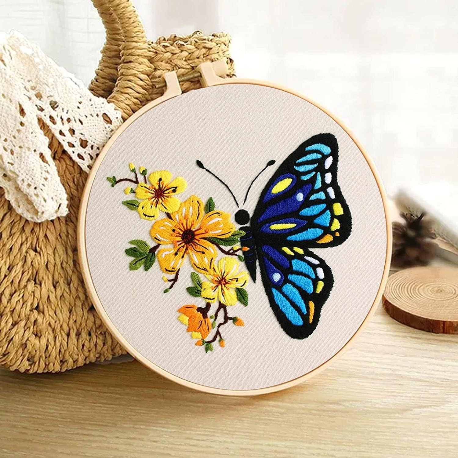 Adults Embroidery Starter Kits - 3 Sets with Cross Stitch Patterns, Hoops & Color Threads - Fun Hobby for Adults & Kids image number 3