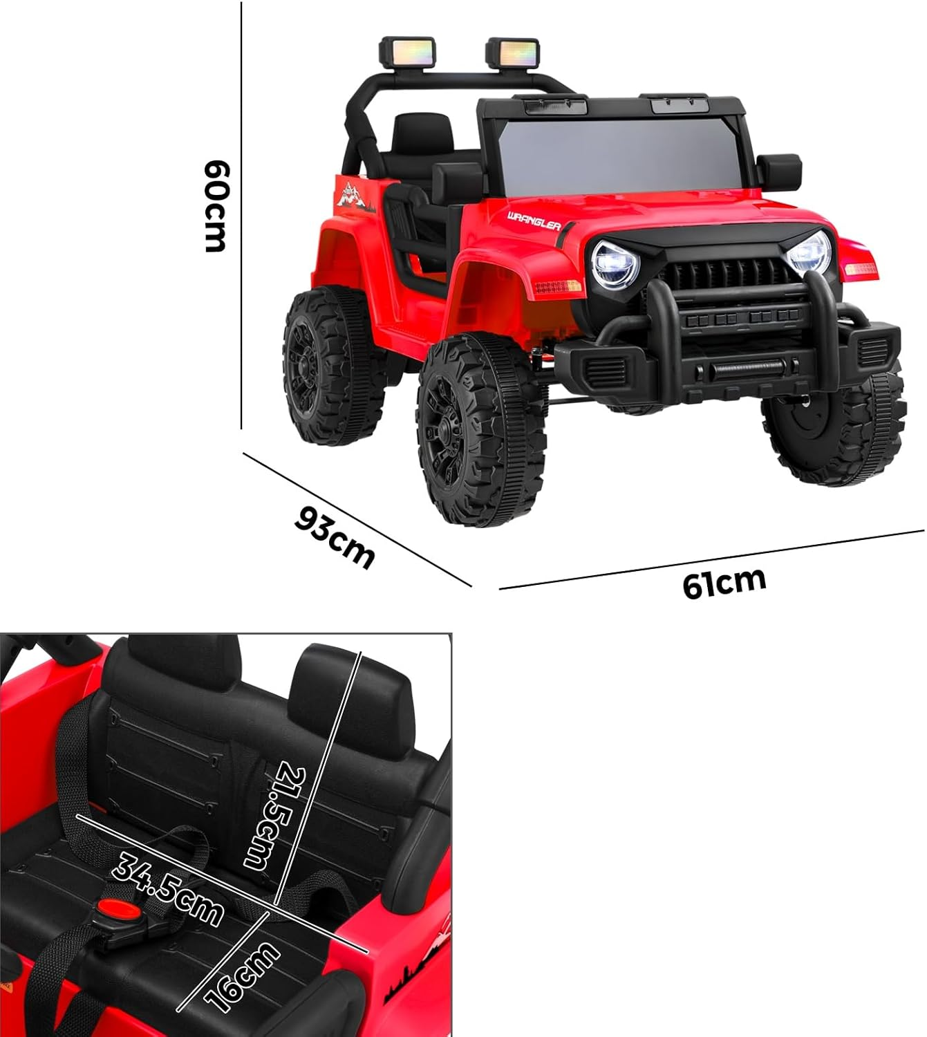 Mazam Kids Ride on Car Jeep Toy Car with 12V Battery and Remote Control Built-In Music 30Kg Capacity Electric Cars Suitable for 3 Years Old and above Red image number 5