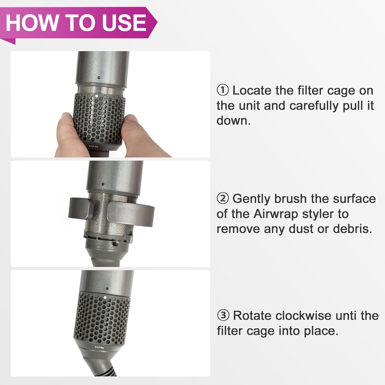 YTCHYYSK Filter Cleaning Brush Attachment for Dyson Airwrap HS01 HS05, Filter Cleaning Brush Replacement Compatible with Air Wrap, Part NO. 969760-01 image number 3