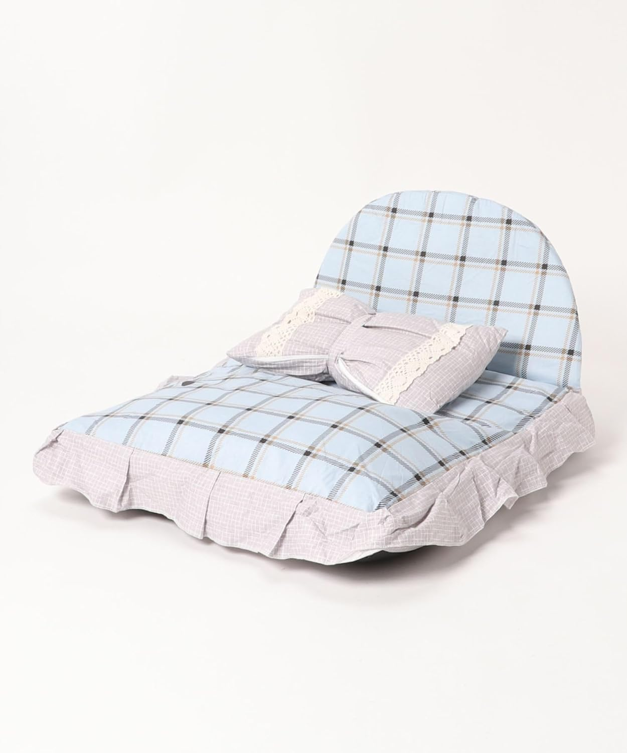 Pet Bed, Fluffy, Cute, Dog, Cat, Stylish, Square, All Seasons, Pet Sofa, Pet, Cushion, Pillow, Princess-Style, Ruffle, Pet Bed with Princess-Style Pillow (Blue) image number 1