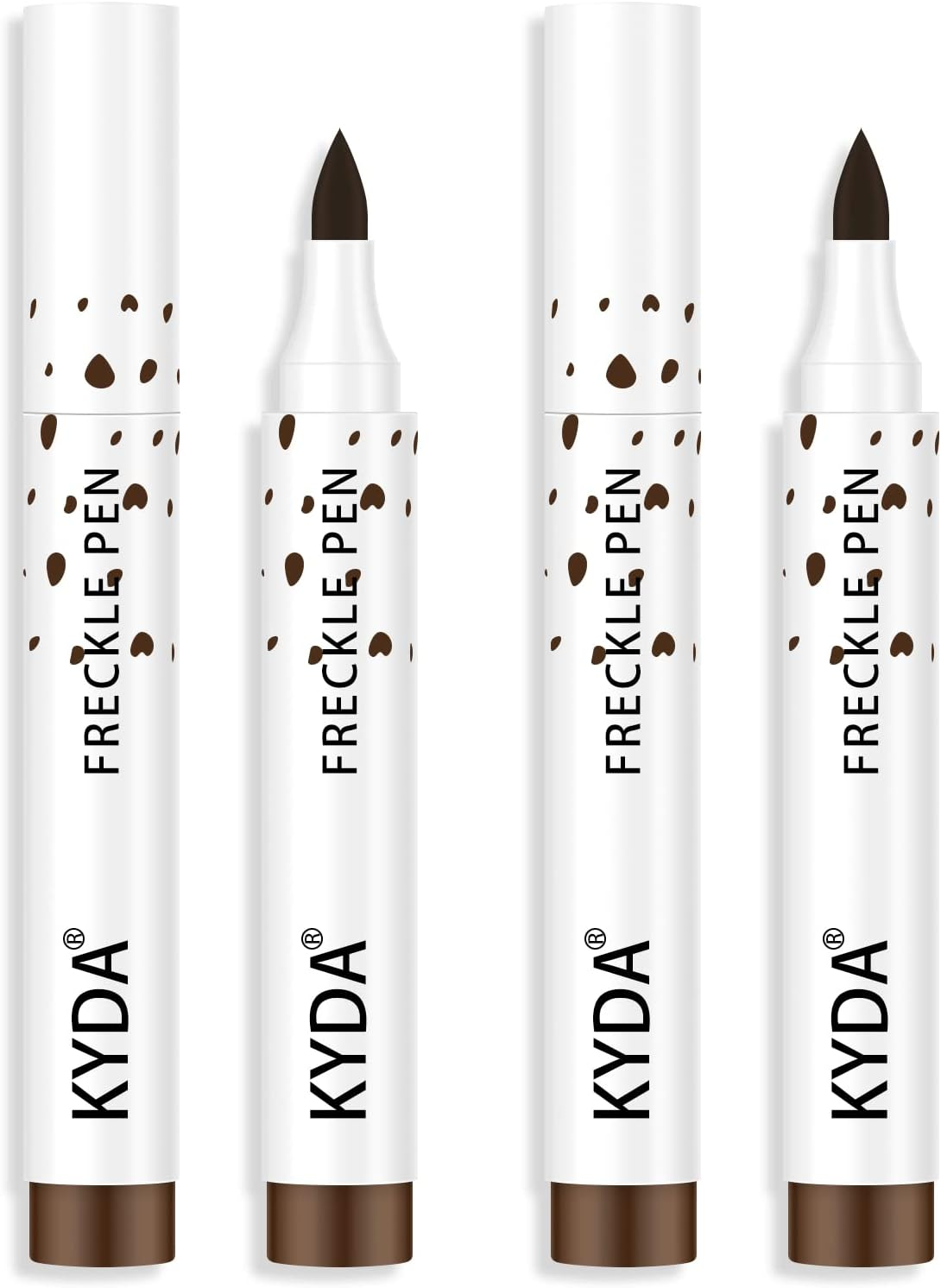 KYDA 2 Pcs Freckle Makeup Pen, Natural Lifelike Freckle Makeup Pen Magic Freckle Color, Waterproof Longlasting Soft Dot Sopt Pen, for Natural Effortless Sunkissed Makeup-Dark Brown