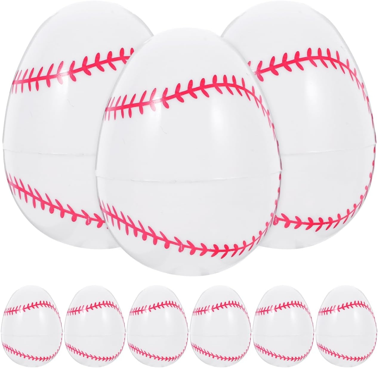 JOINPAYA 12Pcs Easter Egg Fillers Baseball: Design Sturdy Plastic Eggs Jumbo Eggs Basket Cups Easter Rounders Egg Decorating Party Supplies image number 4