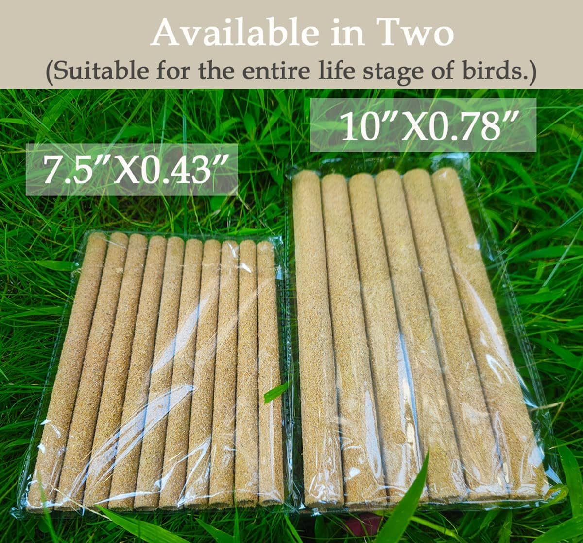 12Pcs Sand Perch Covers for Birds - Large Bird Perch Covers 10" Long X 0.78" Diameter Bird Perches for Parakeets, Lovebirds, Parrotlets, Canaries and Other Small Birds(Yellow, 12Pcs 10" X 0.78") image number 1