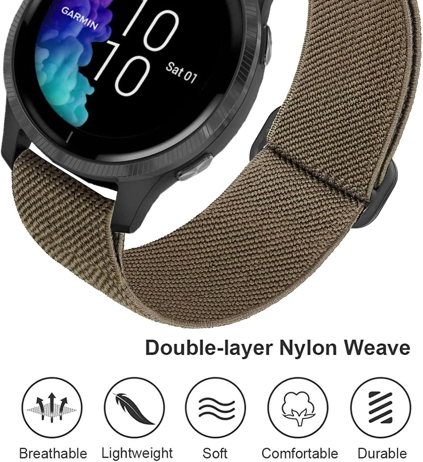 GARTOO Elastic Bands for Garmin Vivoactive 4/Venu 2 45Mm/Venu 3/Forerunner 255/955/265/965 Watch Bands, 22Mm Nylon Sport Band for Amazfit GTR 4,GTR 3,GTR 2,2E,Ticwatch Pro 3,Fossil Gen 5 for Women Men