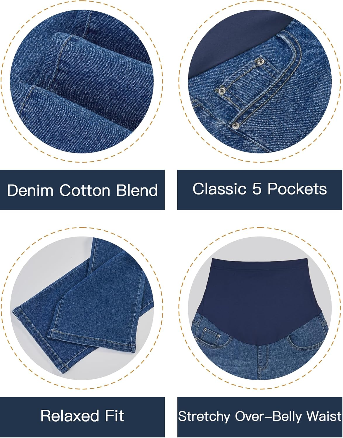 Fitglam Maternity Jeans Clothes for Women Fall Wide Leg Pregnancy High Waisted Loose Denim Work Pants over Belly image number 3